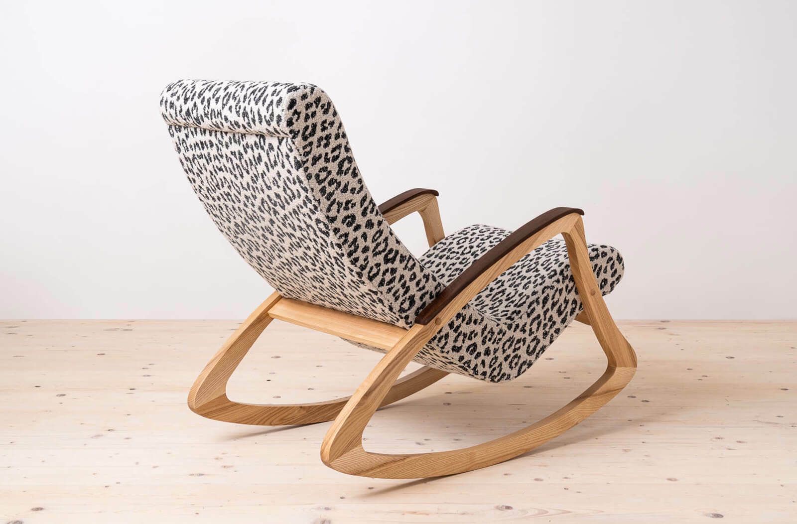 Mid Century Modern Vintage Rocking Chair, Czechoslovakia, 1950s, Reupholstered photo for sale