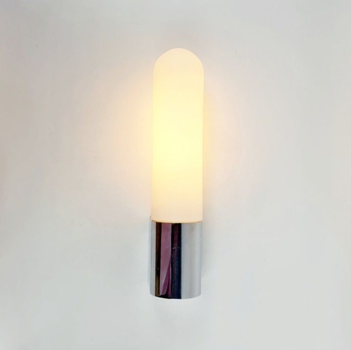 Opal Glass & Chrome Wall Light From Limburg, Germany, 1970s photo buy