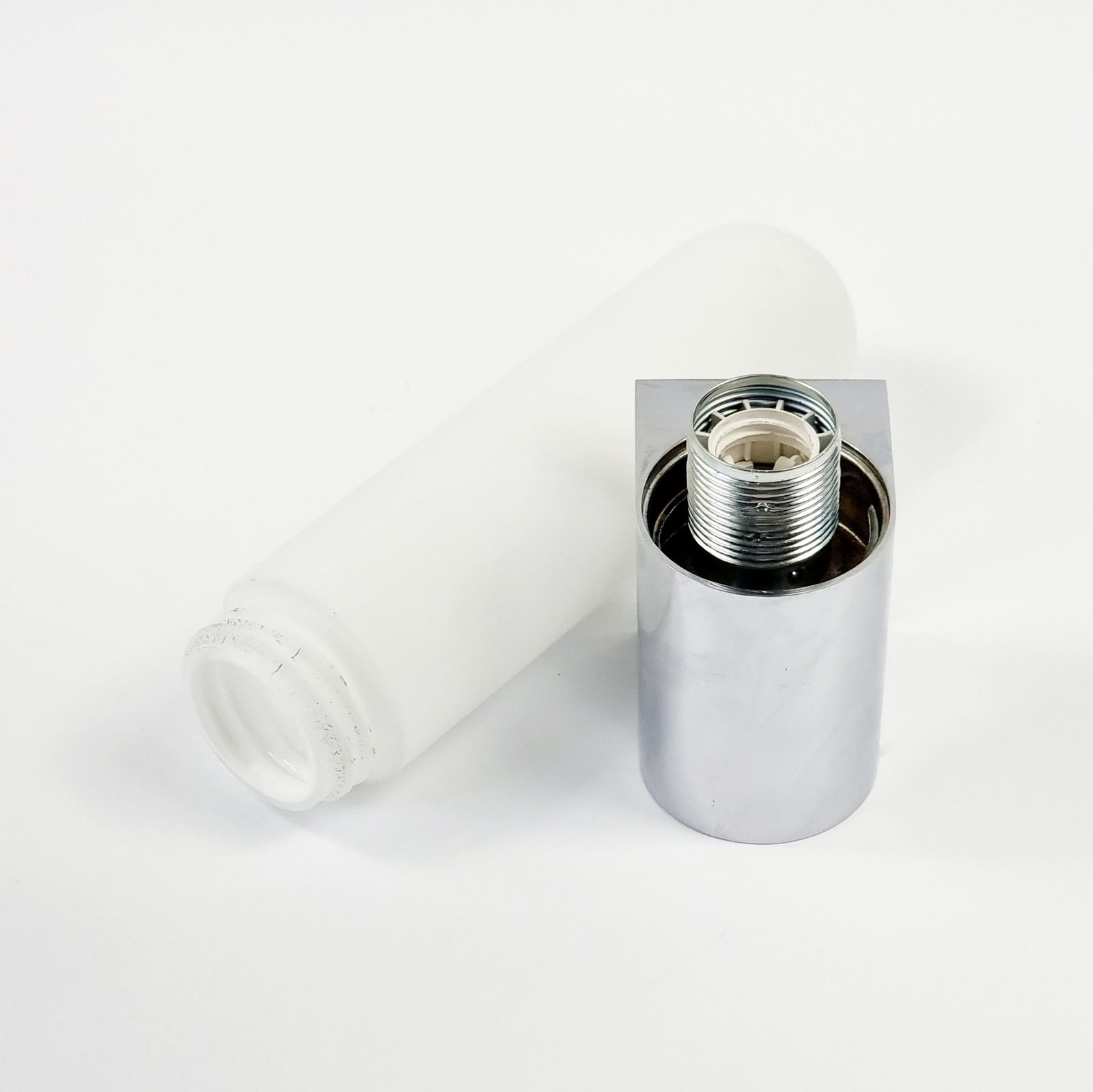 Opal Glass & Chrome Wall Light From Limburg, Germany, 1970s photo vintage