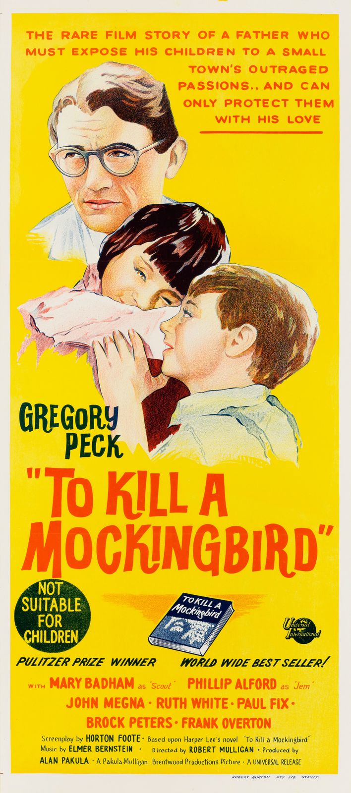 'To Kill A Mockingbird' Original Vintage Australian Daybill Film Poster, 1964