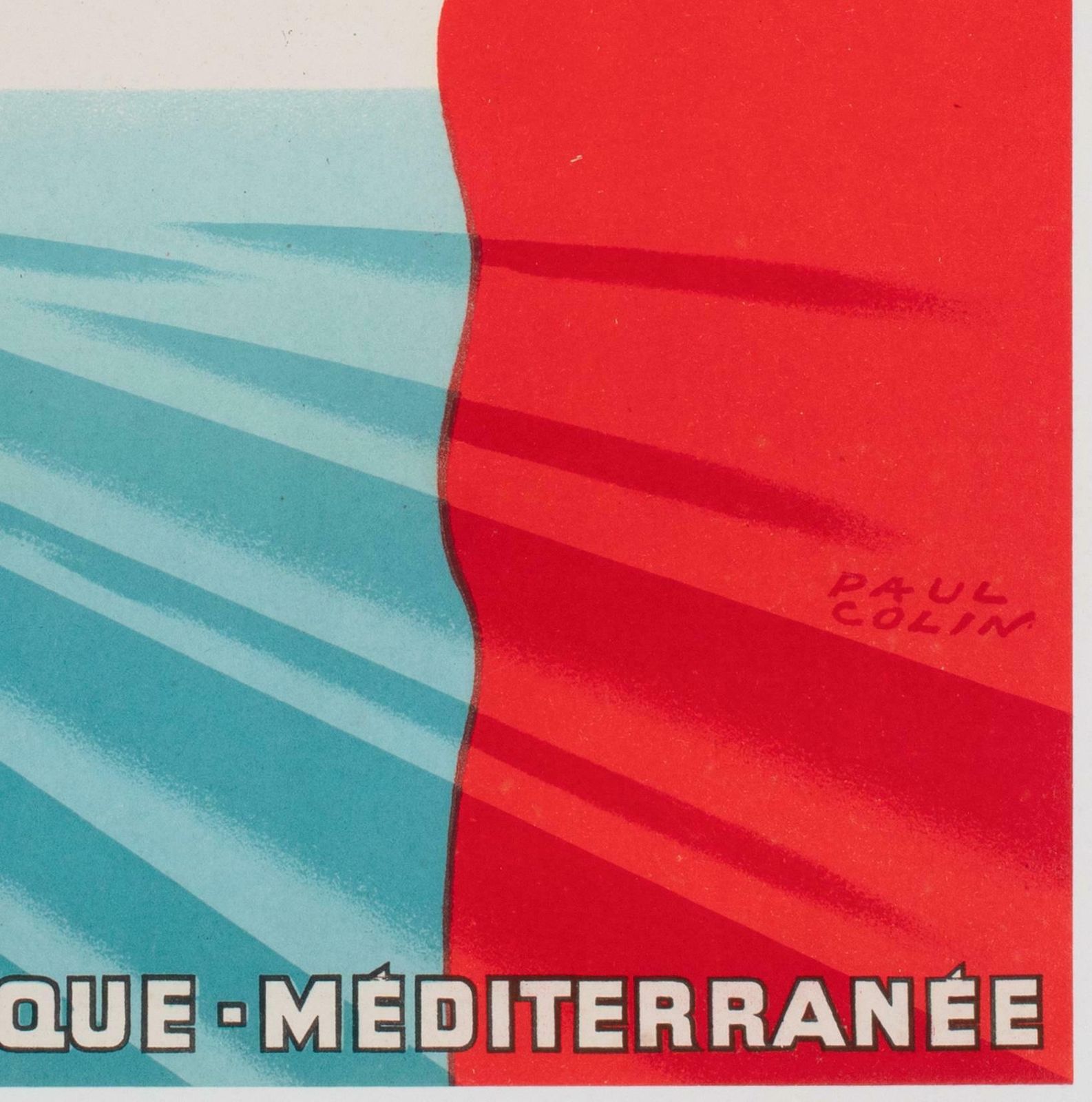 Cie Gle Transatlantique 1950s French Line Travel Poster, Paul Colin photo vintage