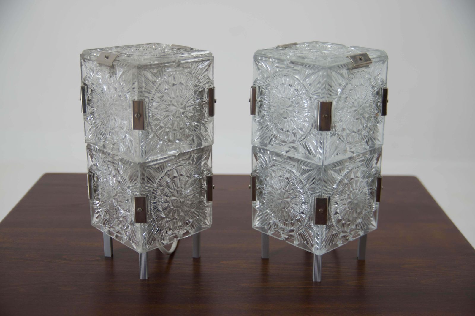 Set Of Two Glass Table Lamps By Kamenicky Senov, 1970s photo furniture