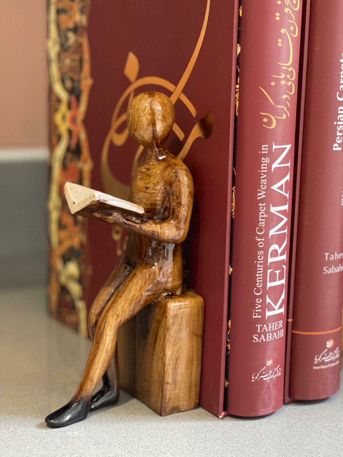 Carving Wooden Sculptures Book End Set Of 2 Decorative Figurine Of Book Holders photo buy