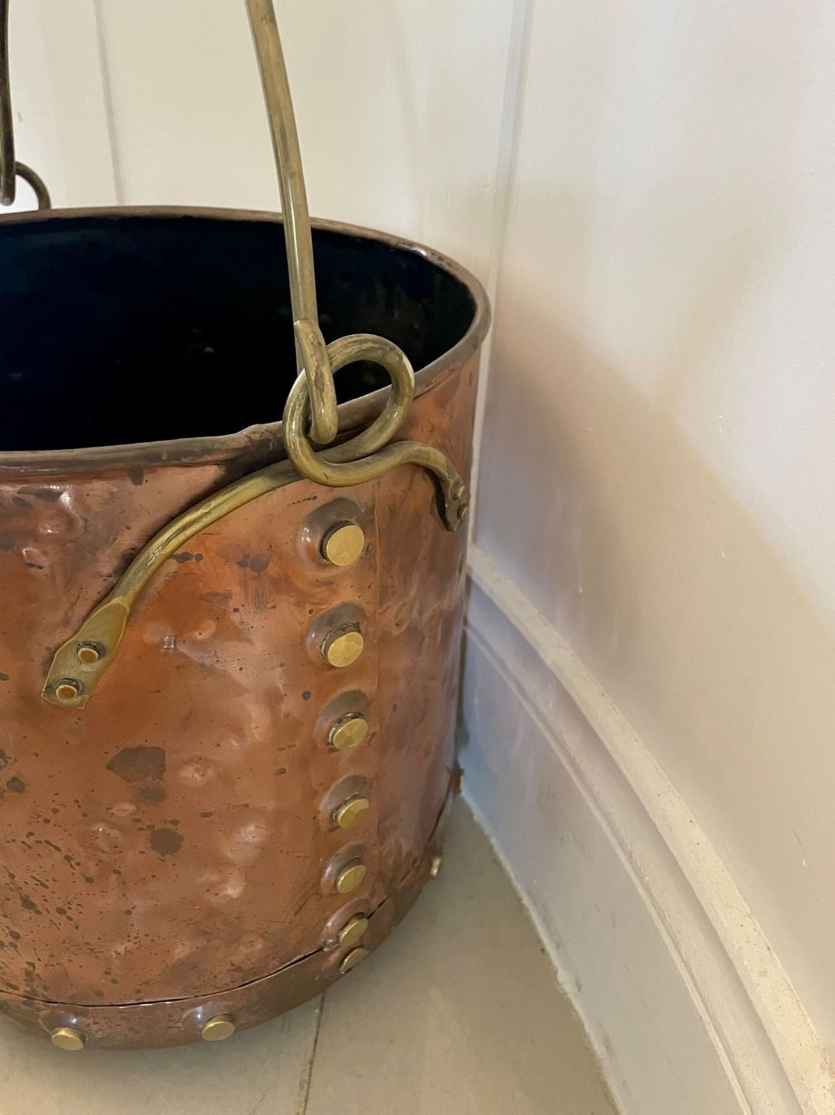 Antique 19th Century Quality Brass And Copper Coal Bucket photo Home Fixtures