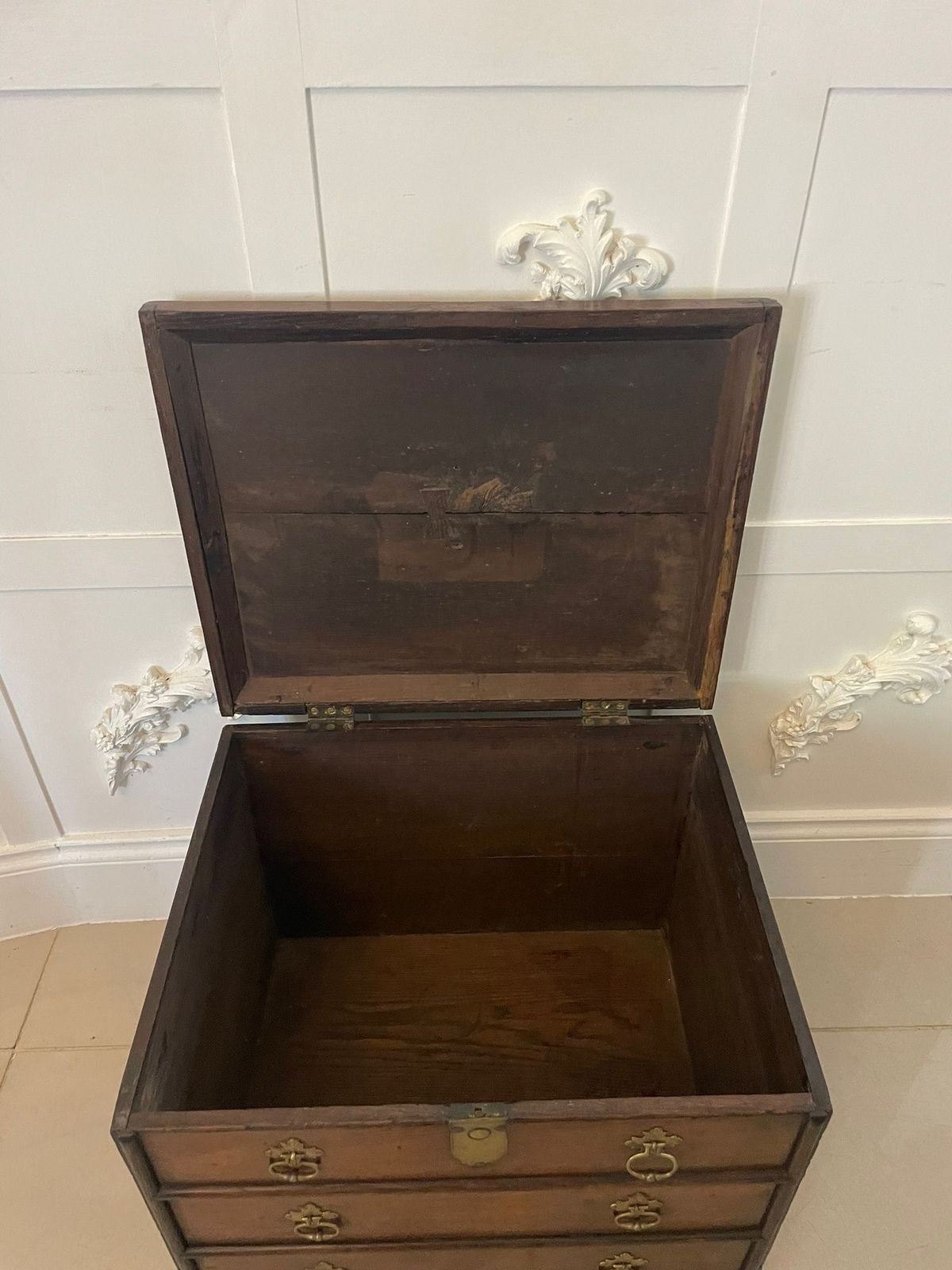 Antique Early 18th Century Quality Oak Box Chest photo 1595.0