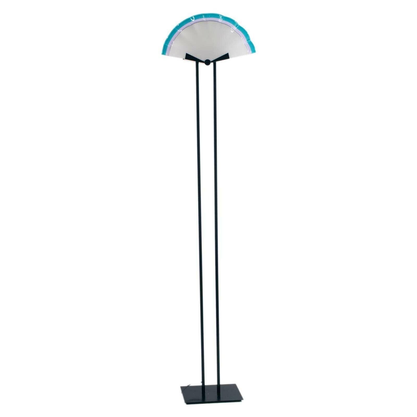 Mid Century Floor Lamp Art Decò Style By Av Mazzega Laquered Steel Murano Glass