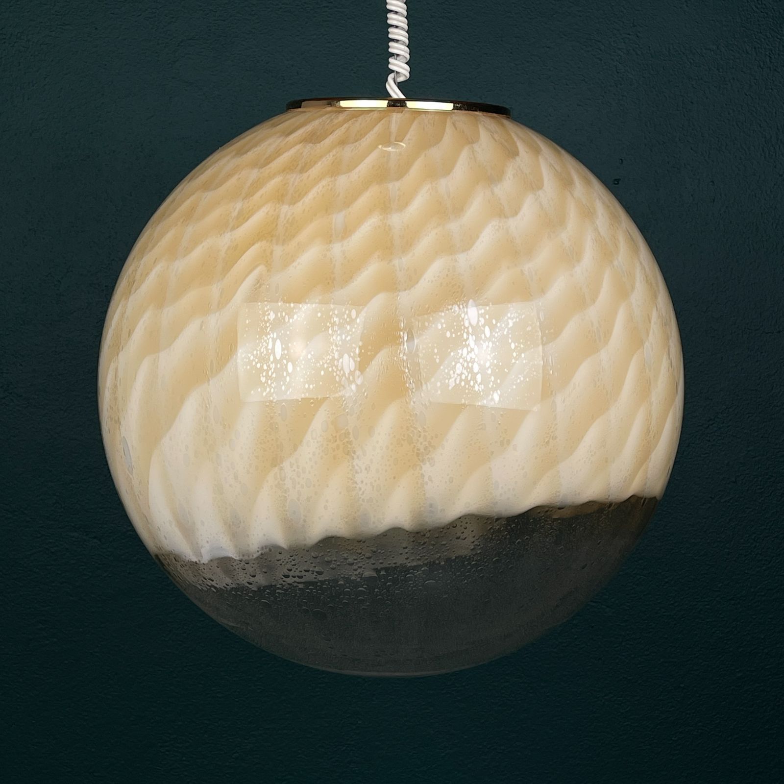 Lighting Vintage Large Murano Ball Pendant Lamp By Veart, Italy 1970s photo