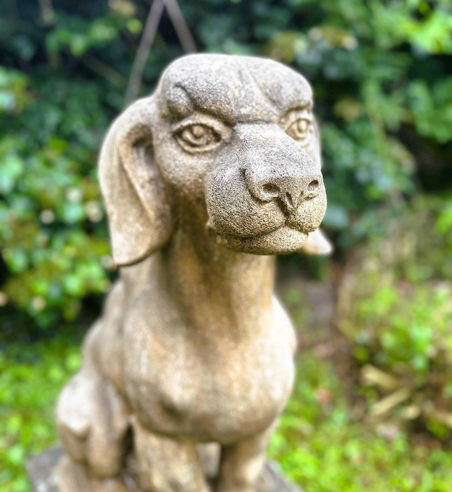 Pair Of Very Large Limestone Dogs Statues, France 1940s. photo furniture
