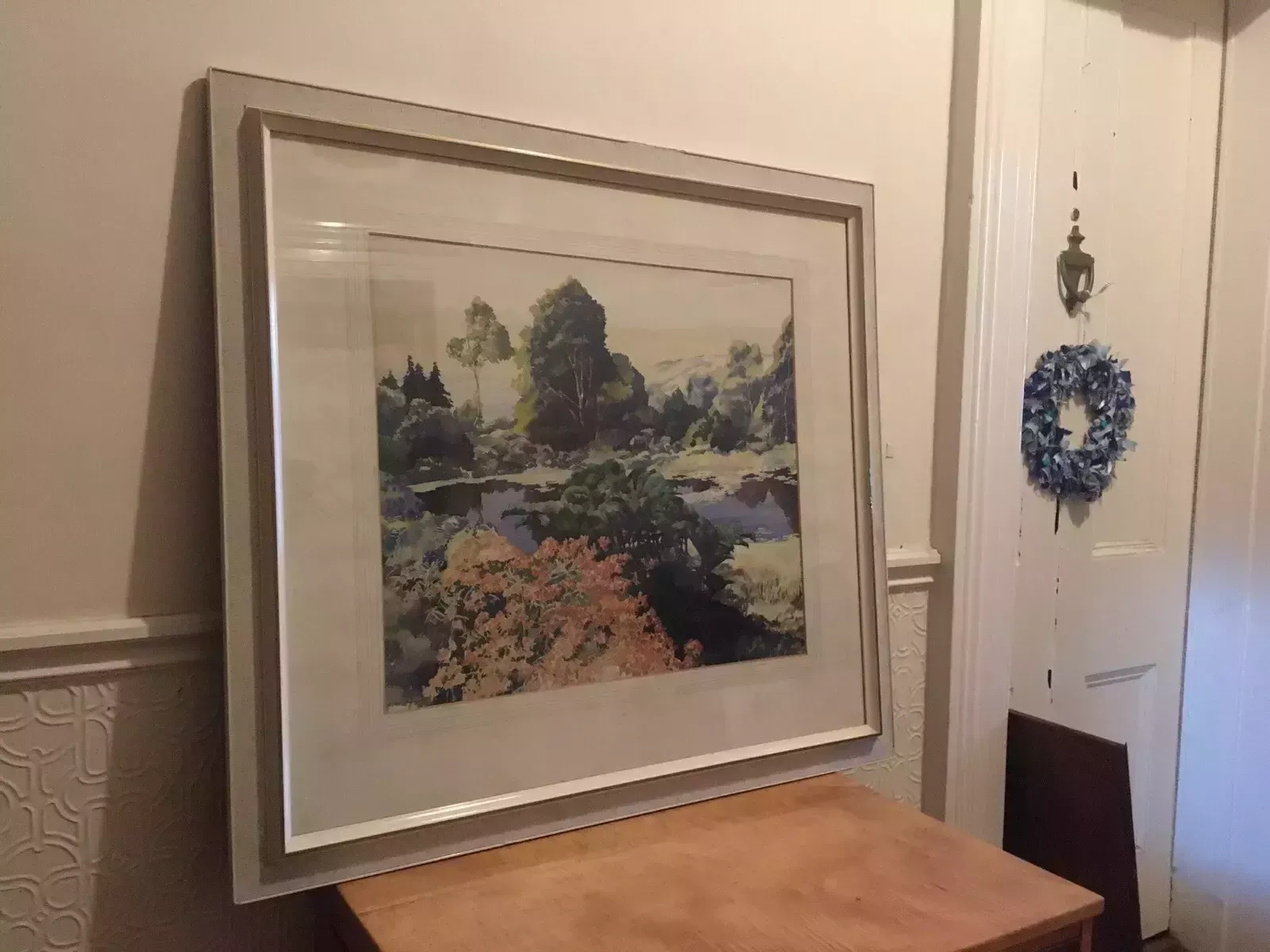 Large Original Watercolour Painting L W Daniels Mid Century Art Landscape photo furniture