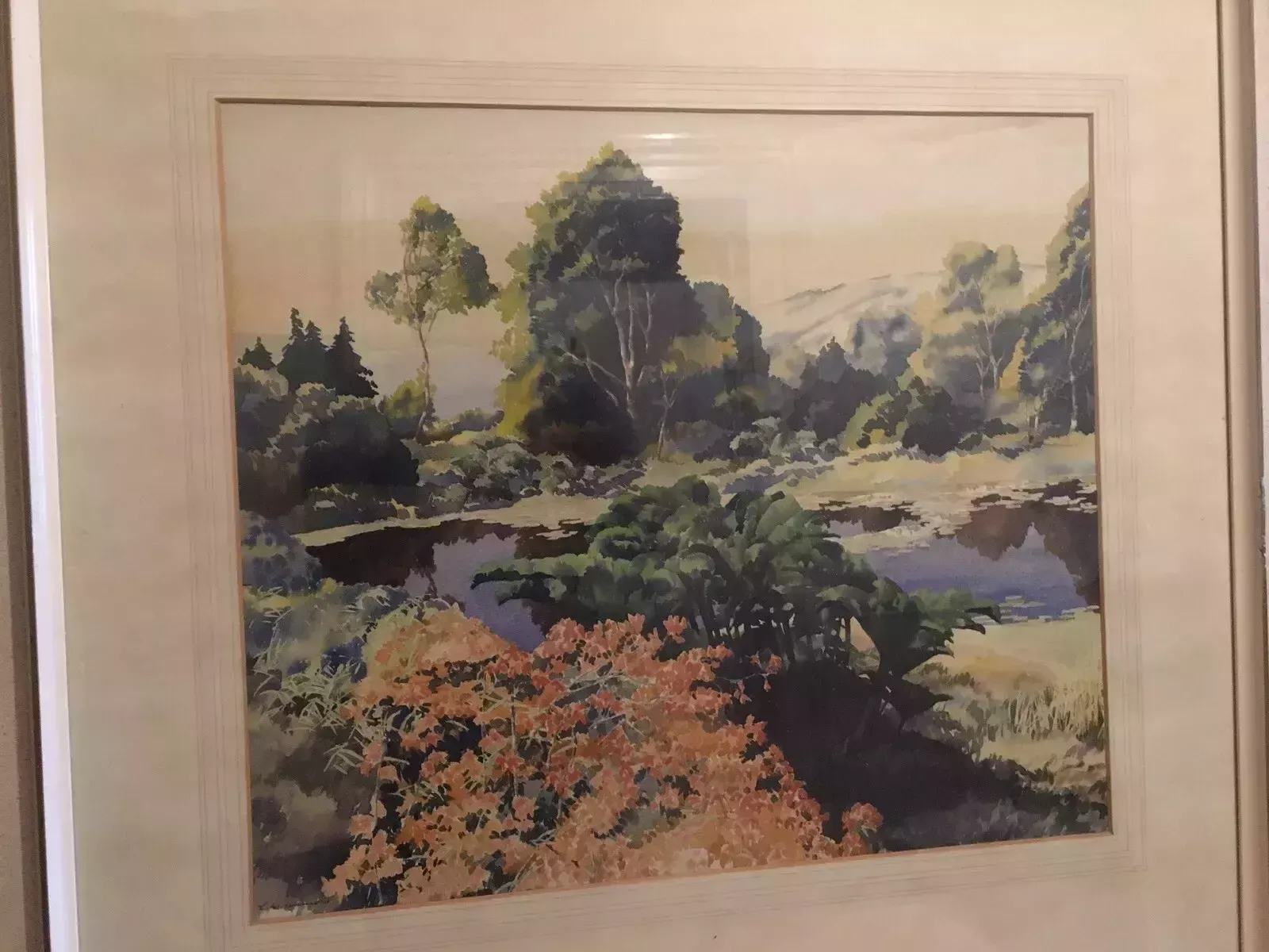 photo vinterior Large Original Watercolour Painting L W Daniels Mid Century Art Landscape