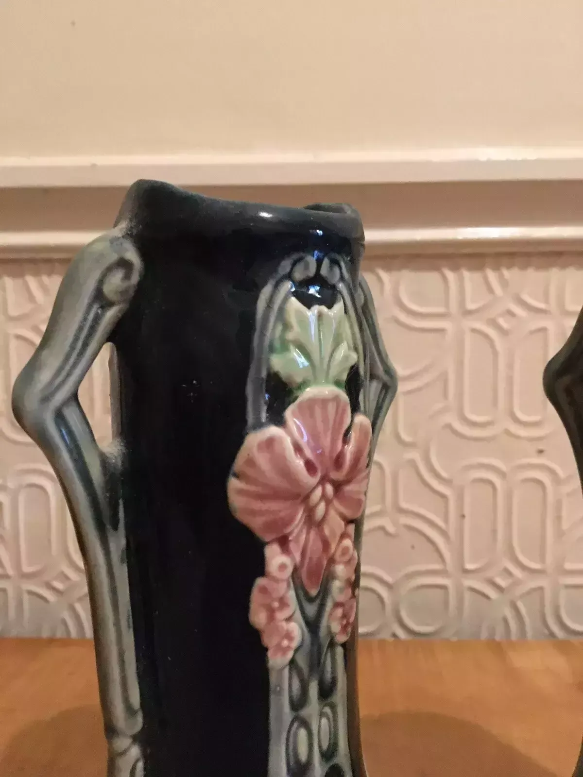 photo for sale Pair Of Continental Secessionist Jugendstil Majolica Nouveau Amphora Vases