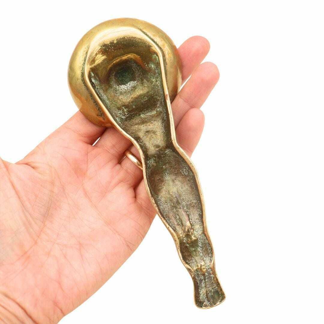 Mid Century Brass Sunbathing Lady Ashtray, 1950's Sunbathing Lady With Sombrero Ashtray Rare Item photo Home Decor