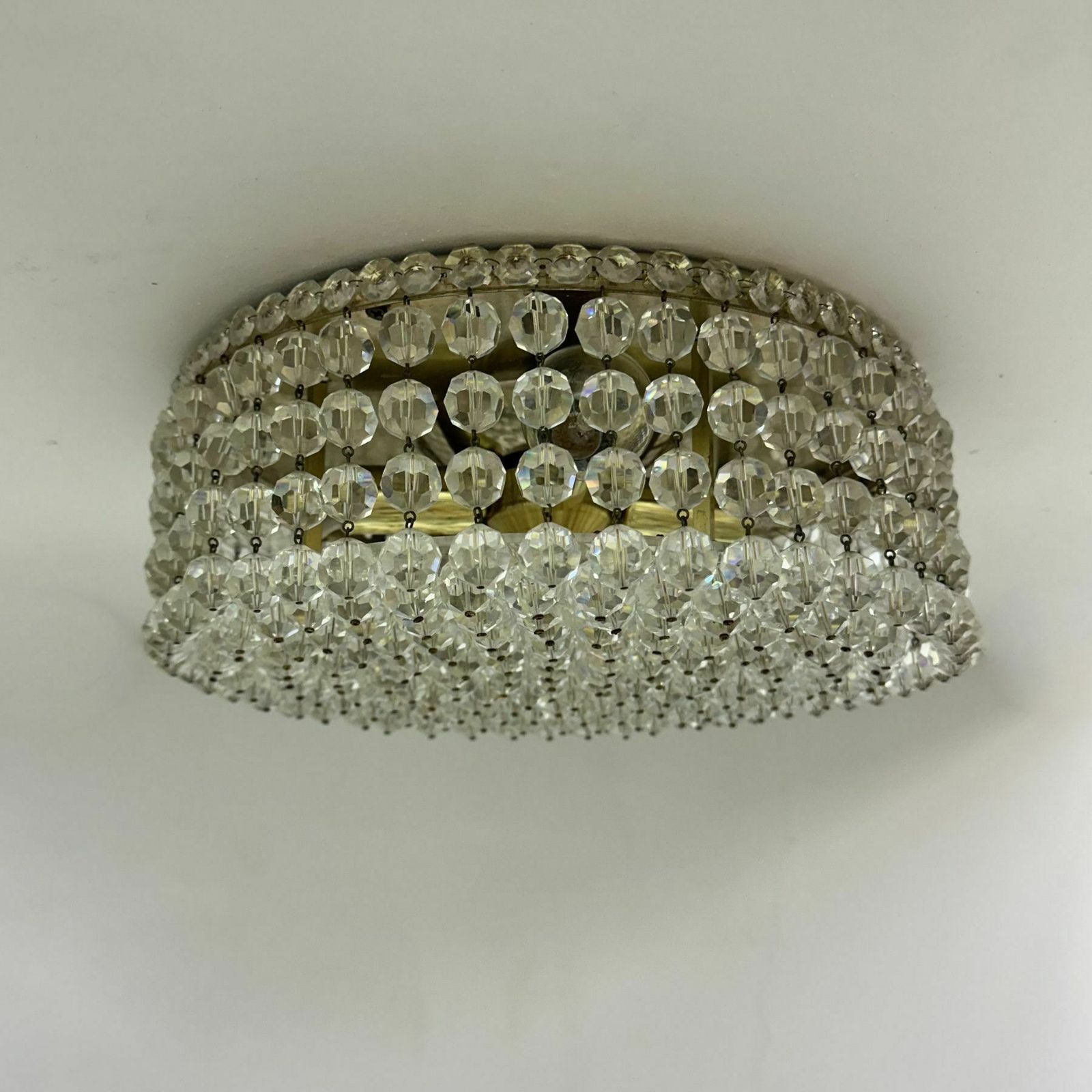 Plafondlamp Met Swarovski Kristallen, Jaren 1970 photo vintage
