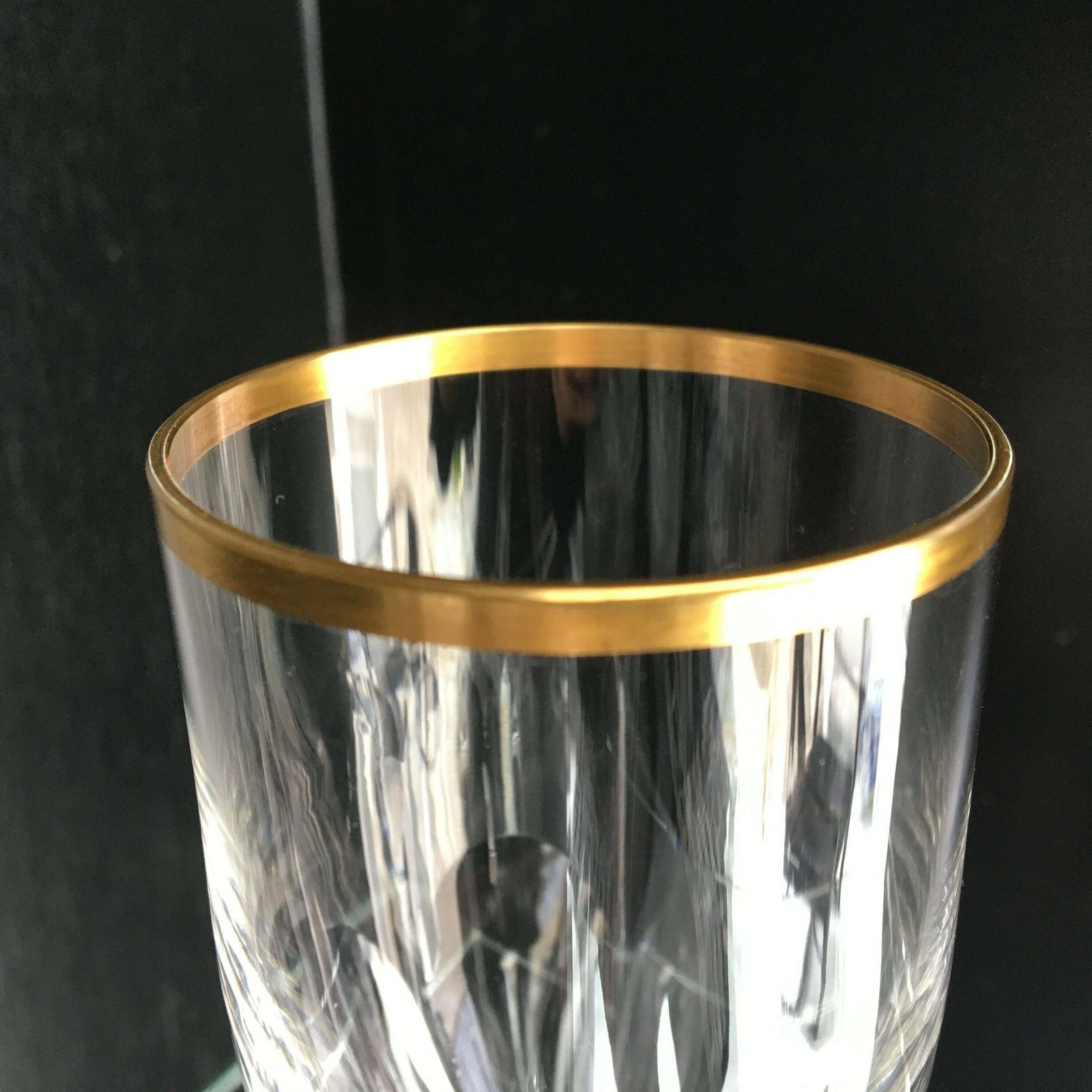 3x Crystal Champagne Glasses | Champaign Flutes | 24k Gold Trim | Lady Hamilton Style photo Home Decor