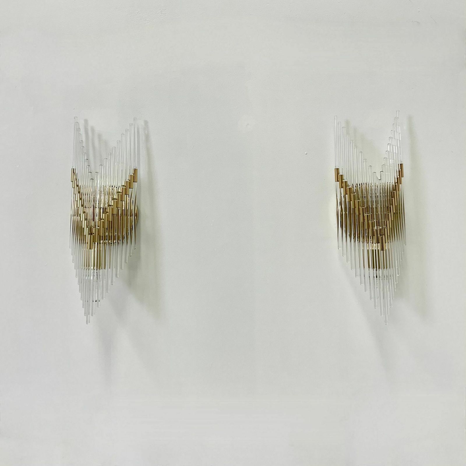 Set Van 2 Wandlampen Met Kristalglazen Staven, Jaren 1970 photo furniture