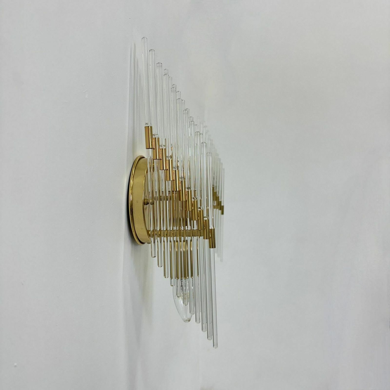 Verlichting Set Van 2 Wandlampen Met Kristalglazen Staven, Jaren 1970 photo
