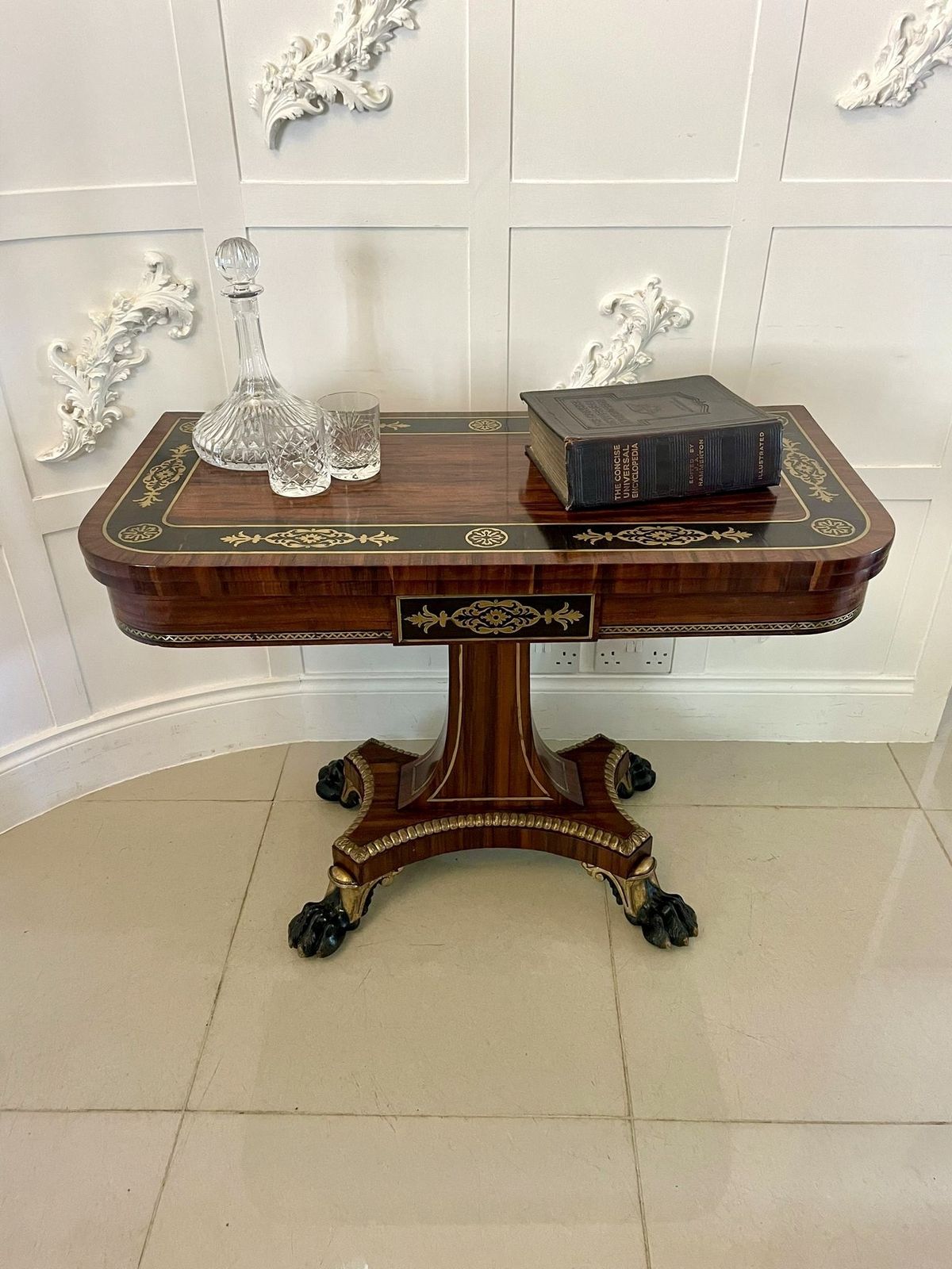 photo furniture Magnificent Quality Antique George III Rosewood Brass Inlaid Side Table By George Bullock