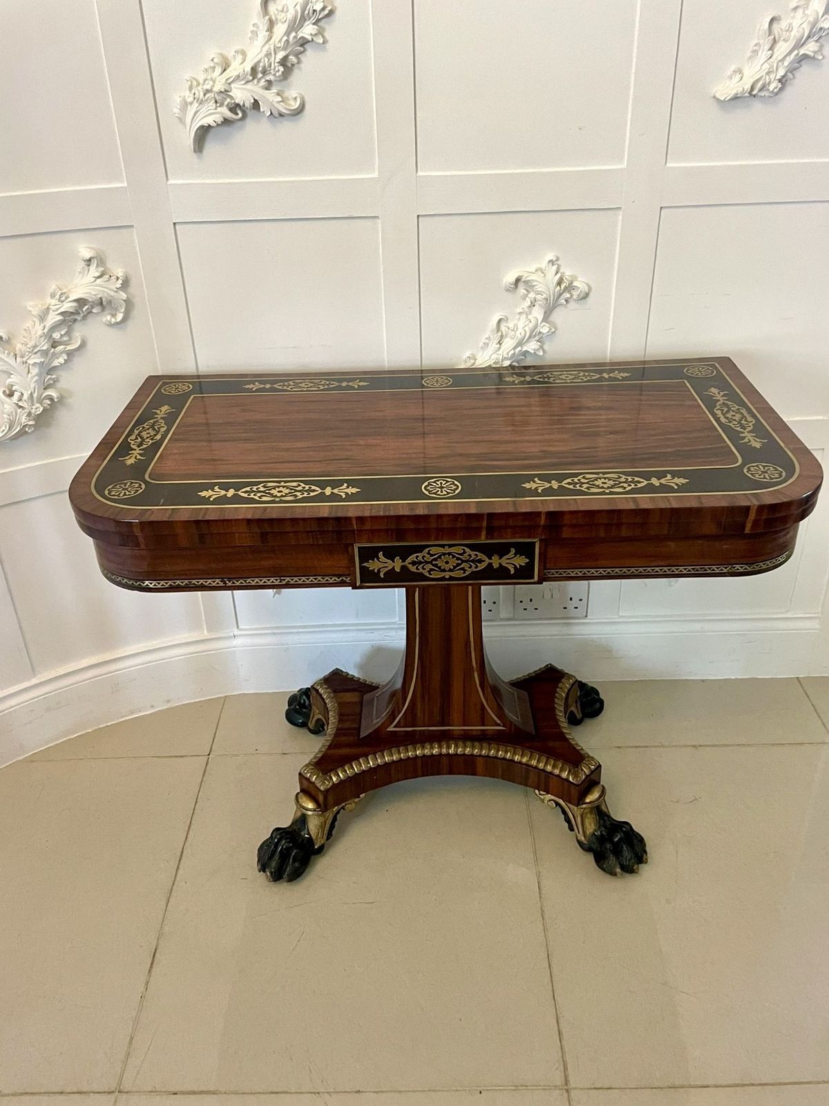 Magnificent Quality Antique George III Rosewood Brass Inlaid Side Table By George Bullock