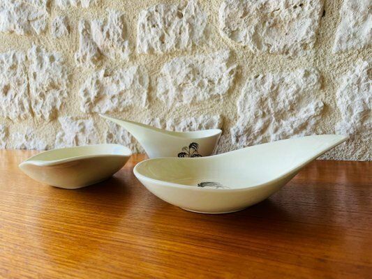 Vintage French Ceramic Appetizers Dishes From Salins, 1960s, Set Of 3 photo for sale