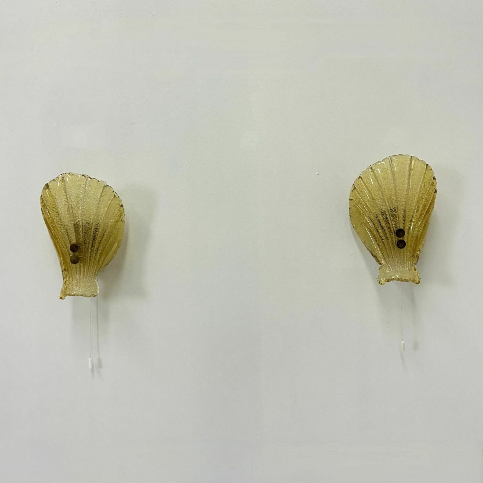 Set Of 2 Sölken Leuchten Murano Glass Shell Wall Lamps , 1970s photo 908.0