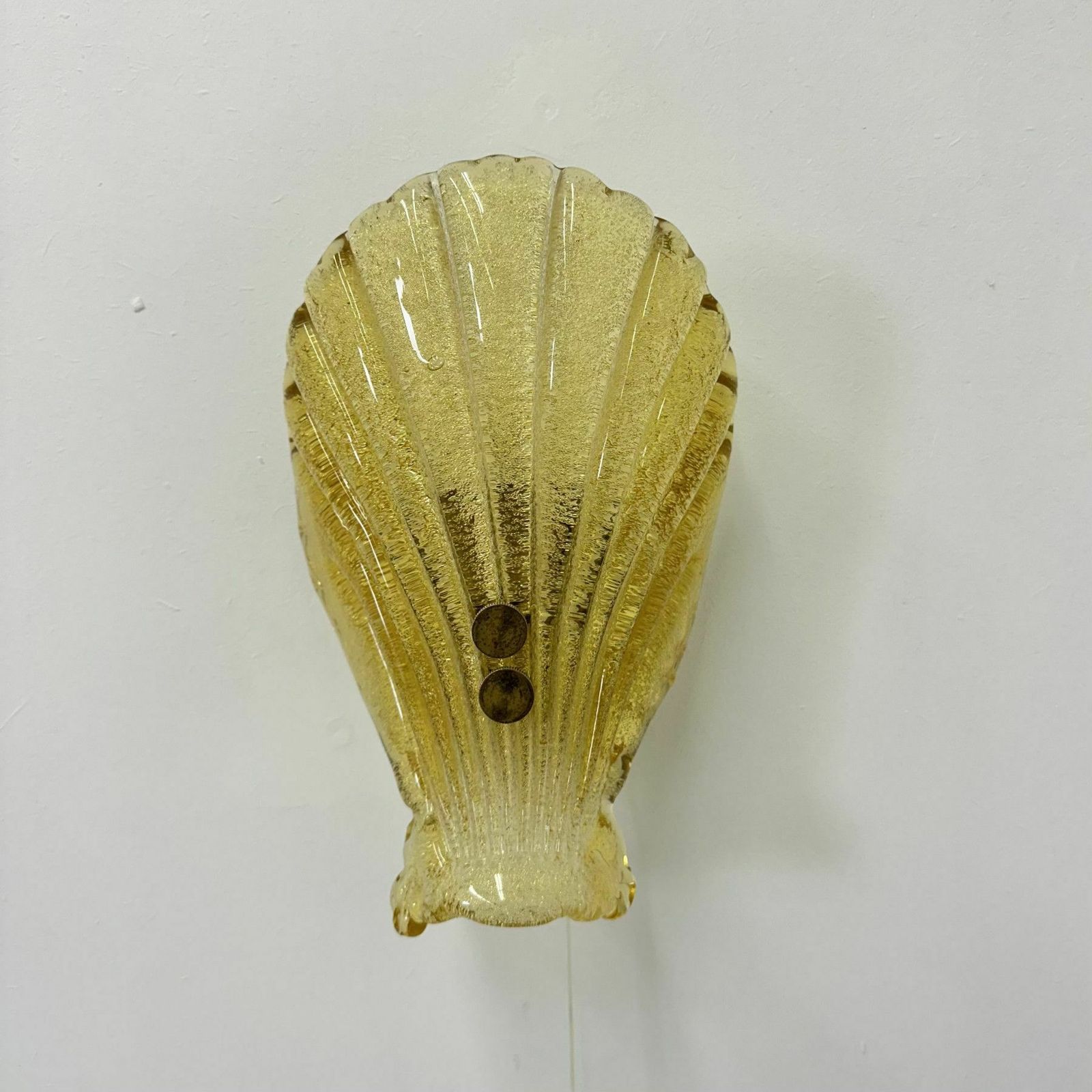 photo vintage Set Of 2 Sölken Leuchten Murano Glass Shell Wall Lamps , 1970s