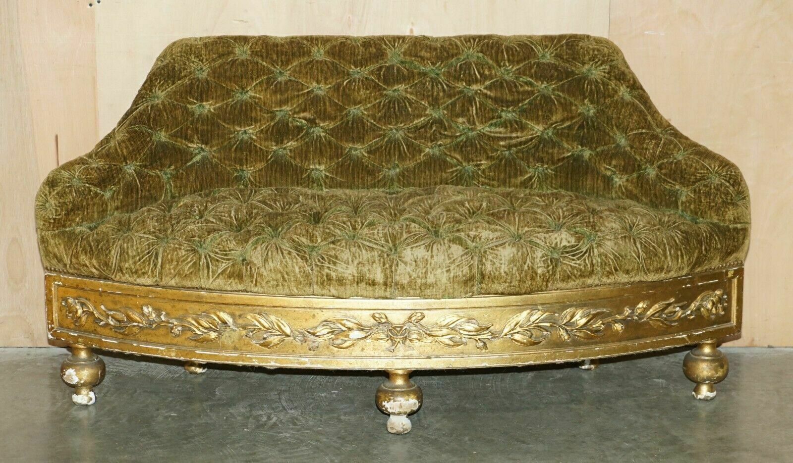 Fine Antique Georgian Circa 1780 Giltwood Chesterfield Window Settee Salon Sofa photo furniture