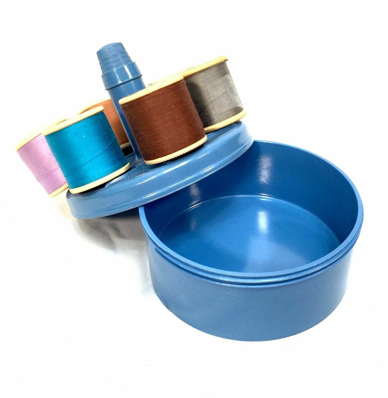 Antique Pair Of Bakelite Cotton Spool Reel Stands / Holder / Art Deco / Blue photo Home Decor