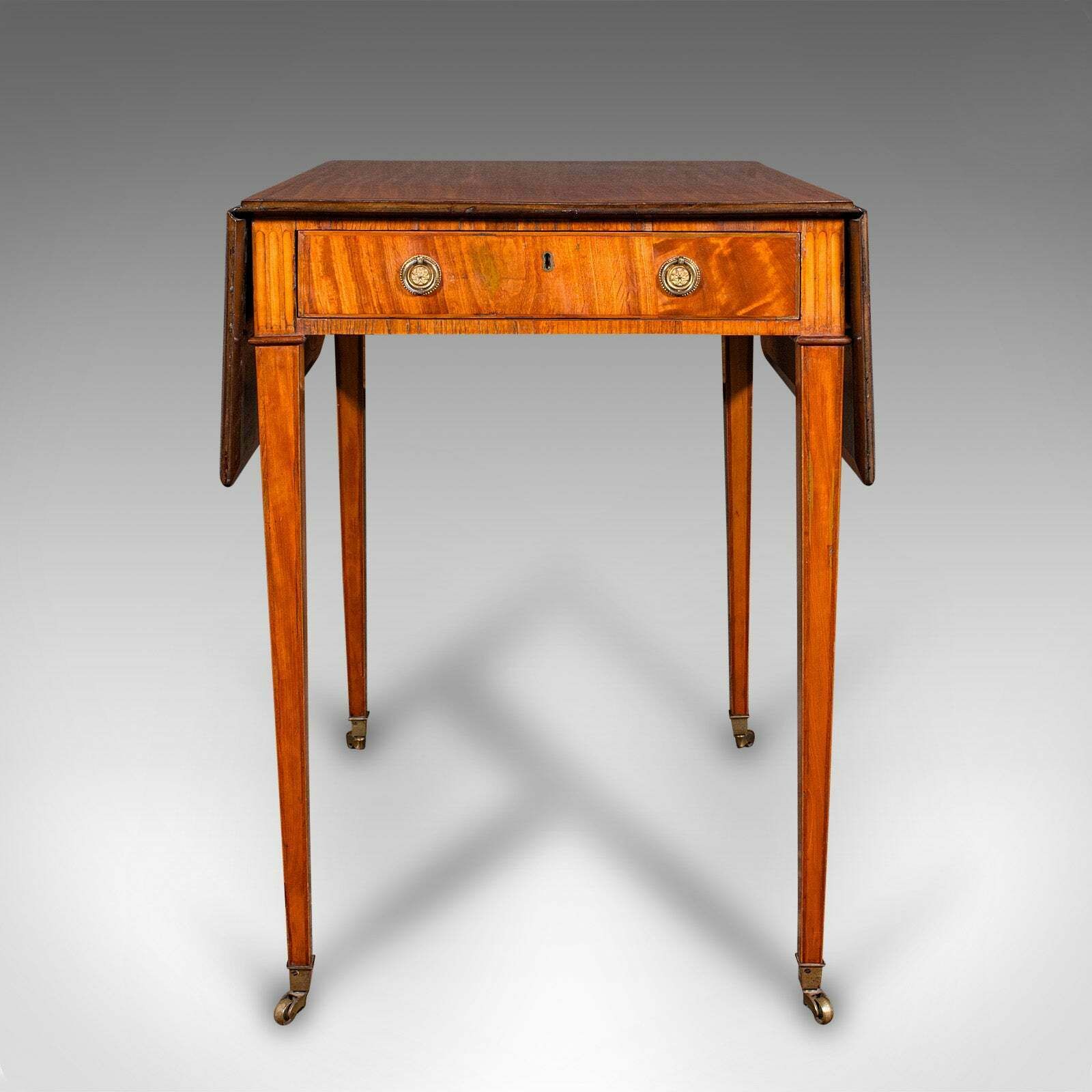 Small Antique Pembroke Table, English Satinwood, Occasional, Williamson, Regency photo for sale