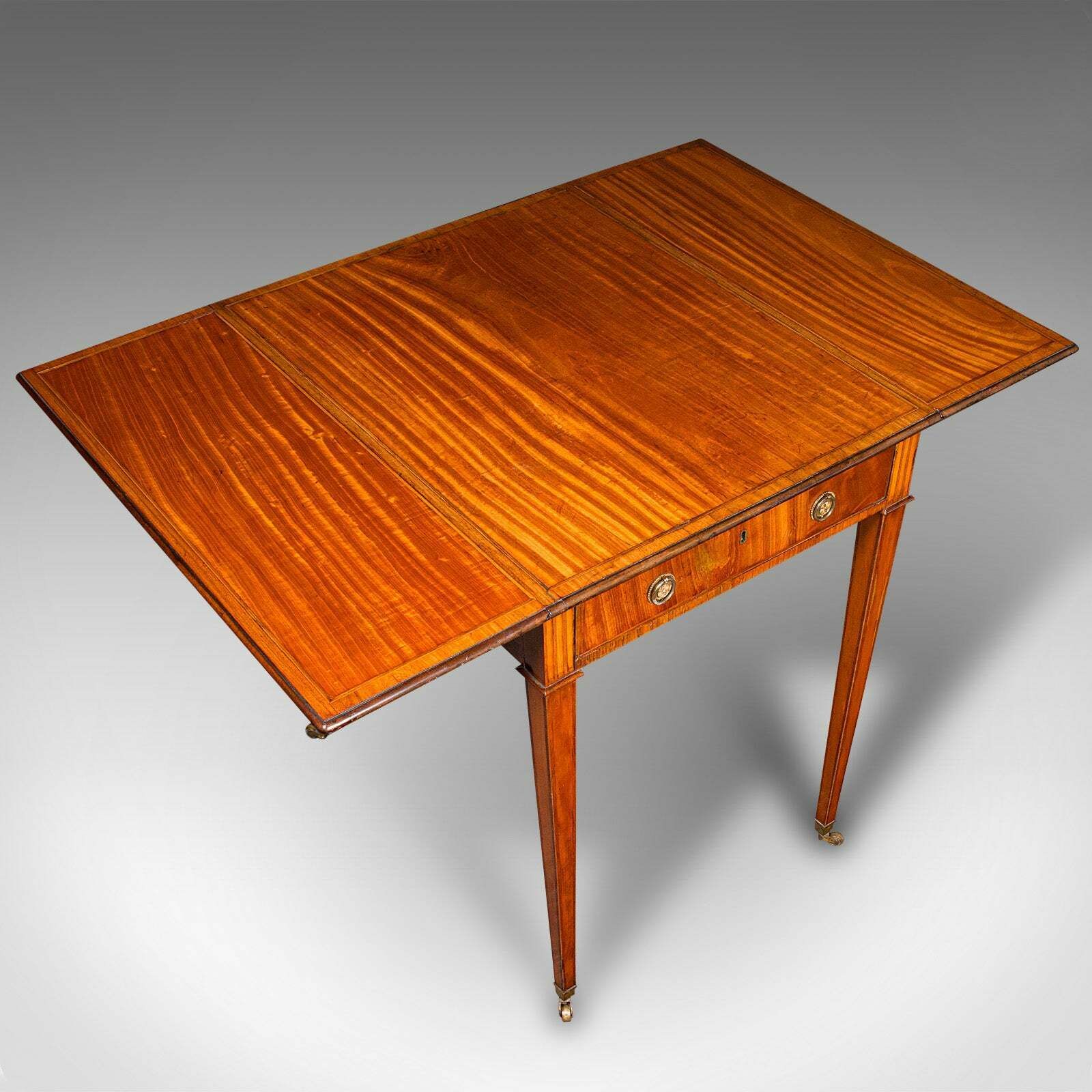 Small Antique Pembroke Table, English Satinwood, Occasional, Williamson, Regency photo vintage