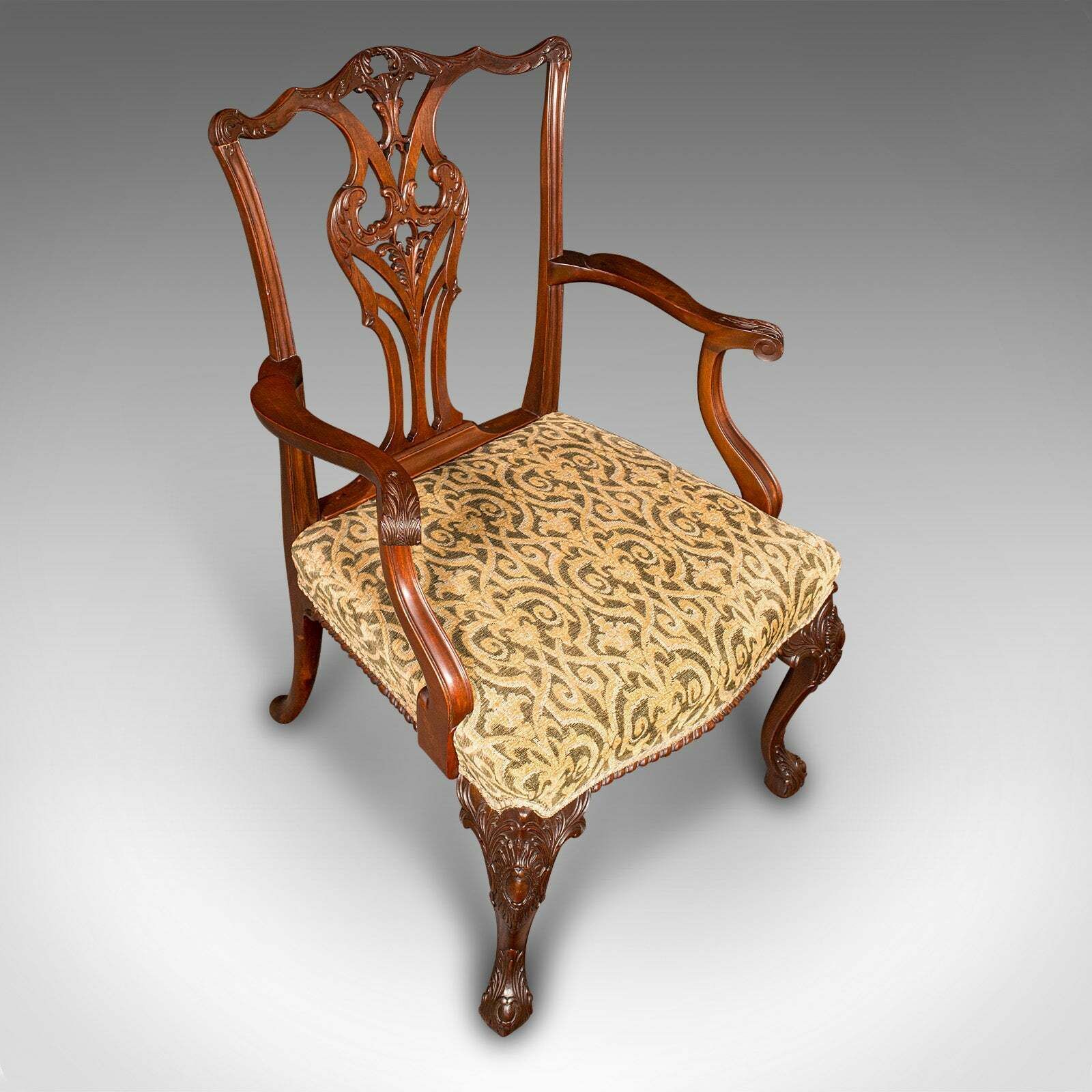 Antique Drawing Room Armchair, English, Elbow Chair, Chippendale Revival, C.1900 photo vinterior