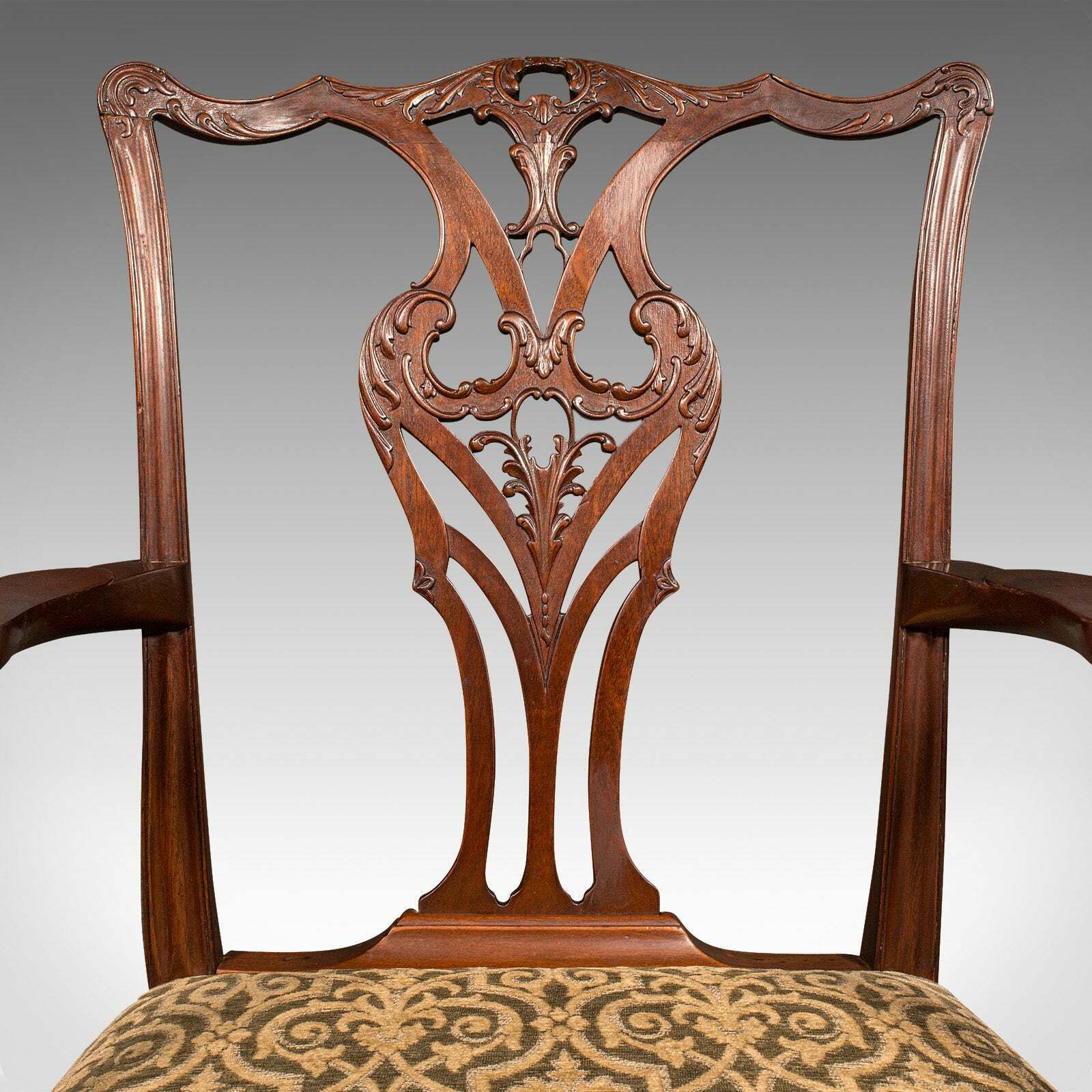 Antique Drawing Room Armchair, English, Elbow Chair, Chippendale Revival, C.1900 photo vintage