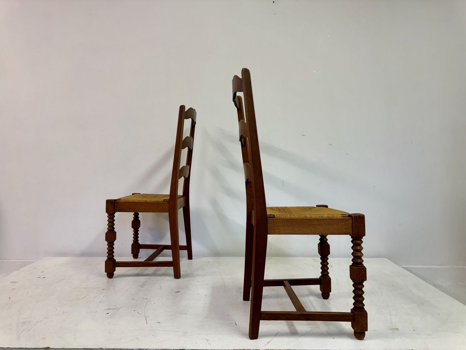 photo for sale Pair Of 1950s French Side Chairs In The Style Of Charles Dudouyt