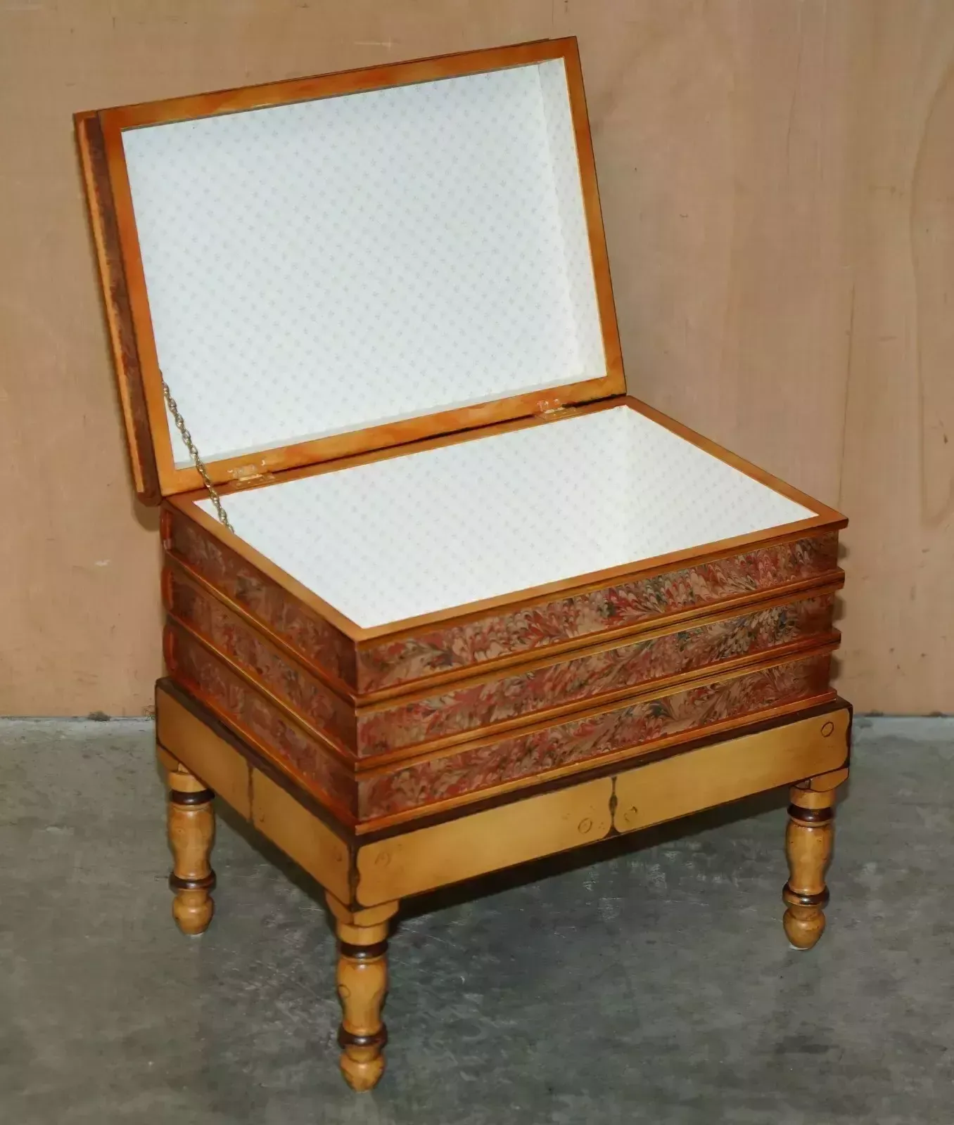 photo buy Pair Of Faux Book Topped Side End Lamp Wine Tables With Hidden Internal Storage