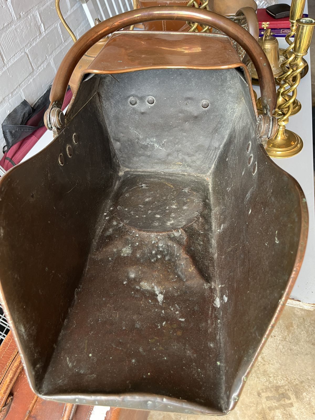 Antique 19th Century Quality Copper Coal Skuttle photo furniture