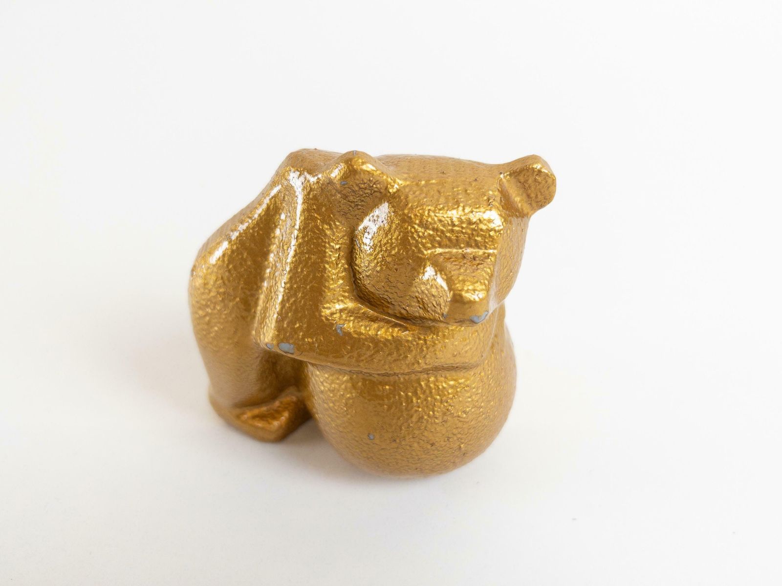 photo furniture Gold Cast Iron Bear Figurine   Swiss Bear By Zent Ag   Cast Iron Brutalist Bear Sculpture   Rare