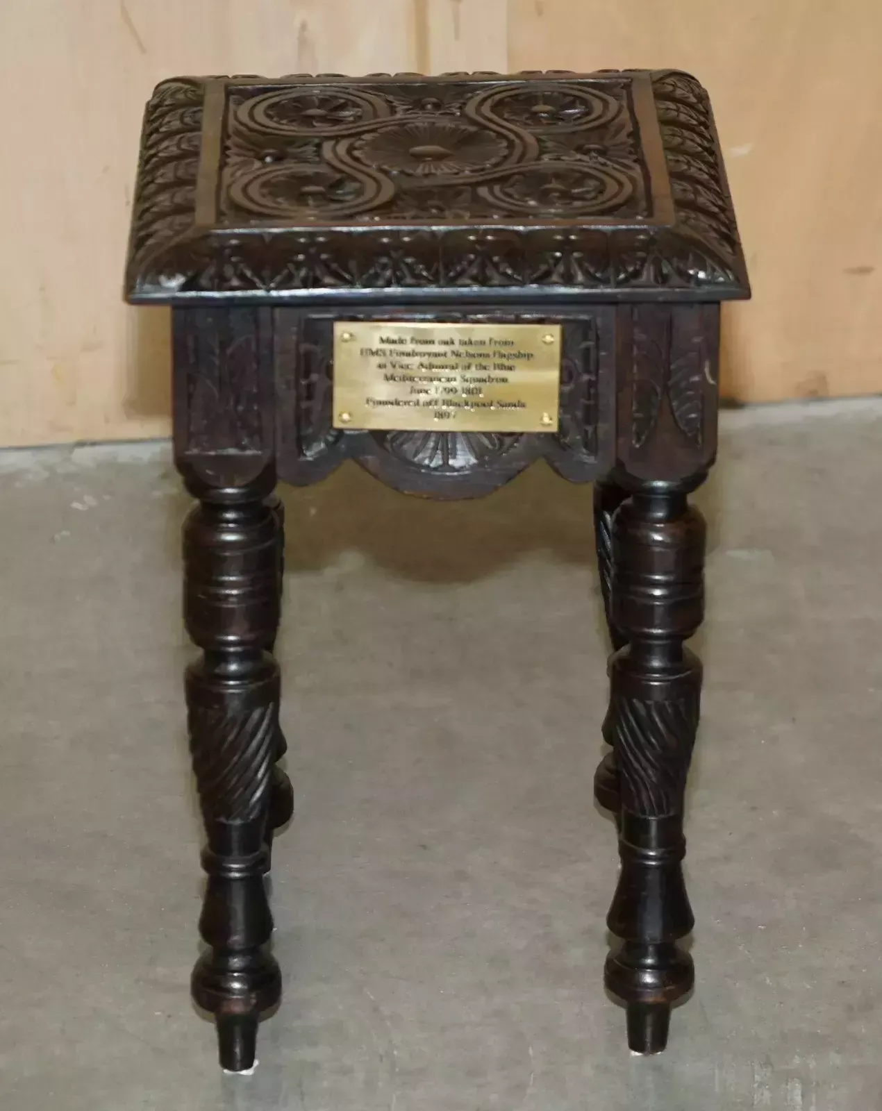 Exquisite Side Table Made From The Timber Of Hms Foudroyant Nelsons Flagship photo for sale