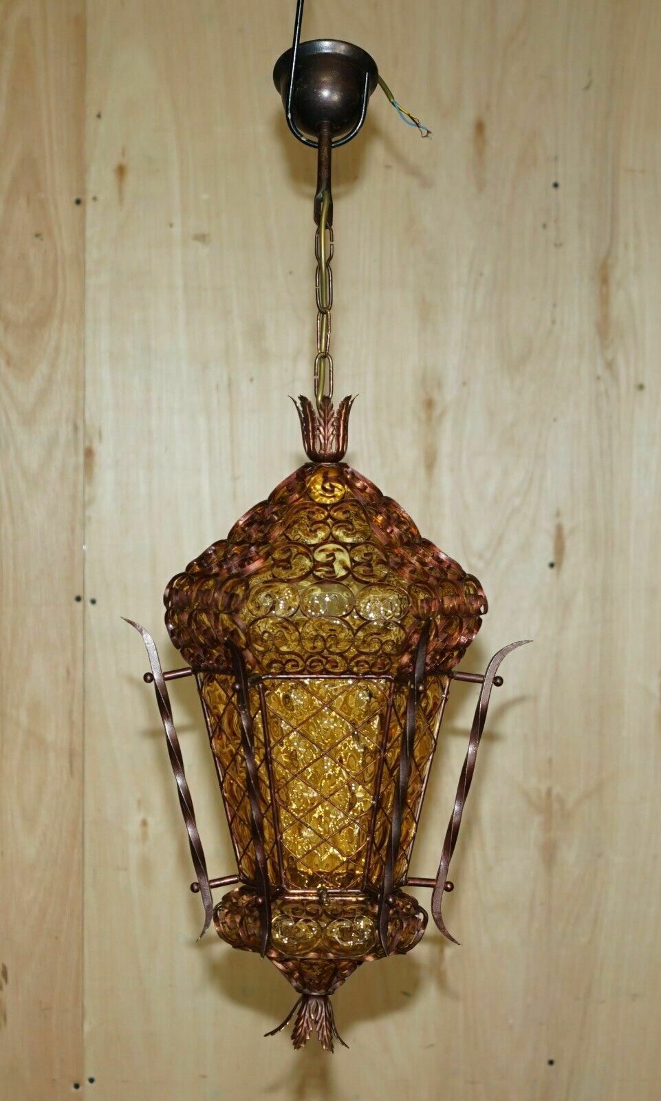 Exquisite Circa 1940's Murano Mouth Blown Glass Art Nouveau Pendant Light photo furniture