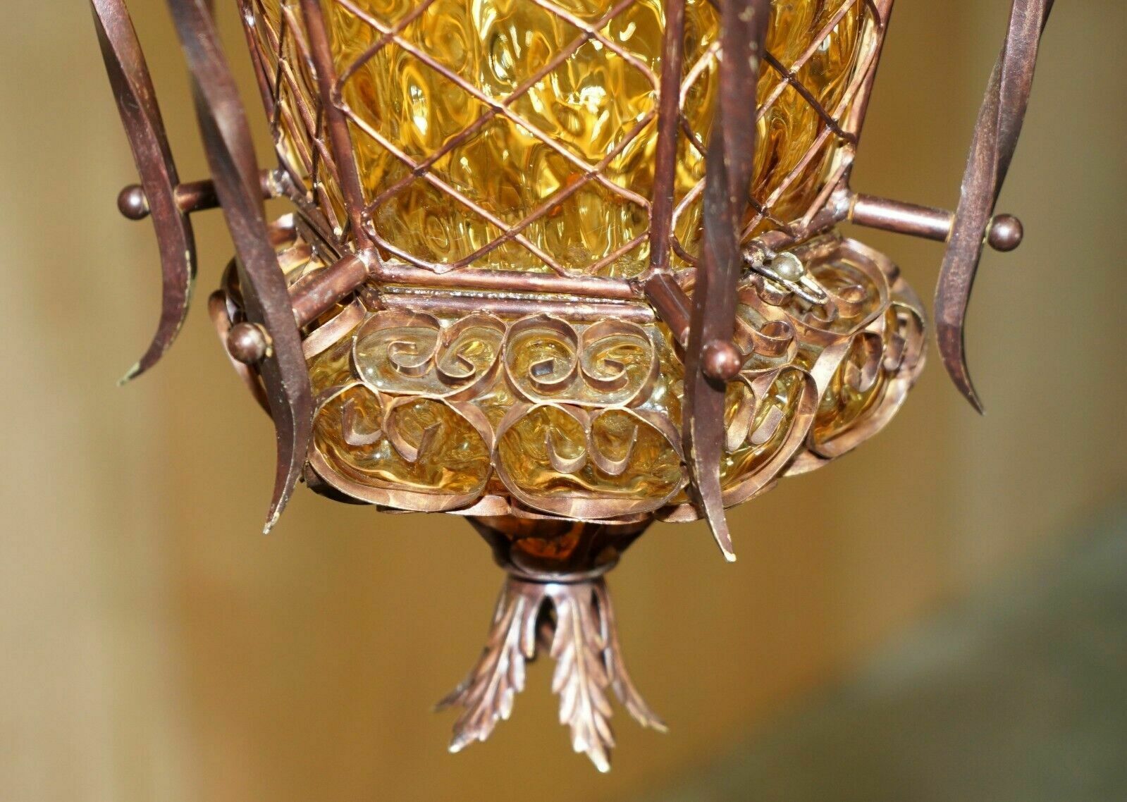 Exquisite Circa 1940's Murano Mouth Blown Glass Art Nouveau Pendant Light photo buy