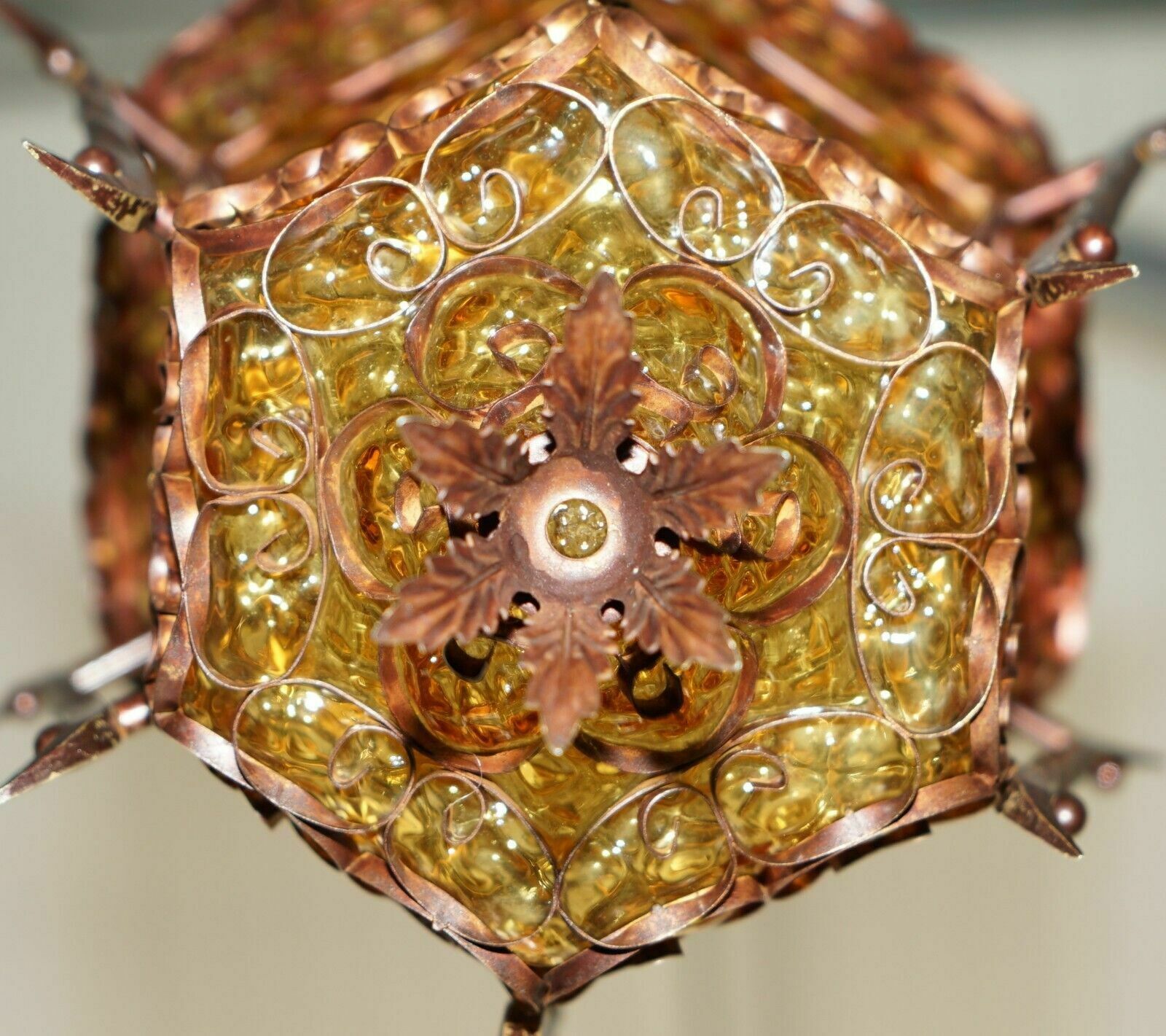 photo vinterior Exquisite Circa 1940's Murano Mouth Blown Glass Art Nouveau Pendant Light