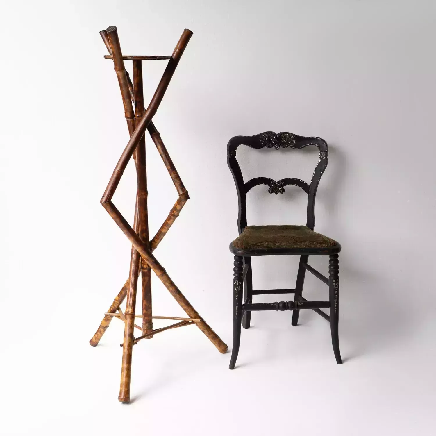 photo furniture Antique Victorian Aesthetic Movement Bamboo Jardiniere Plant Stand, 19th Century