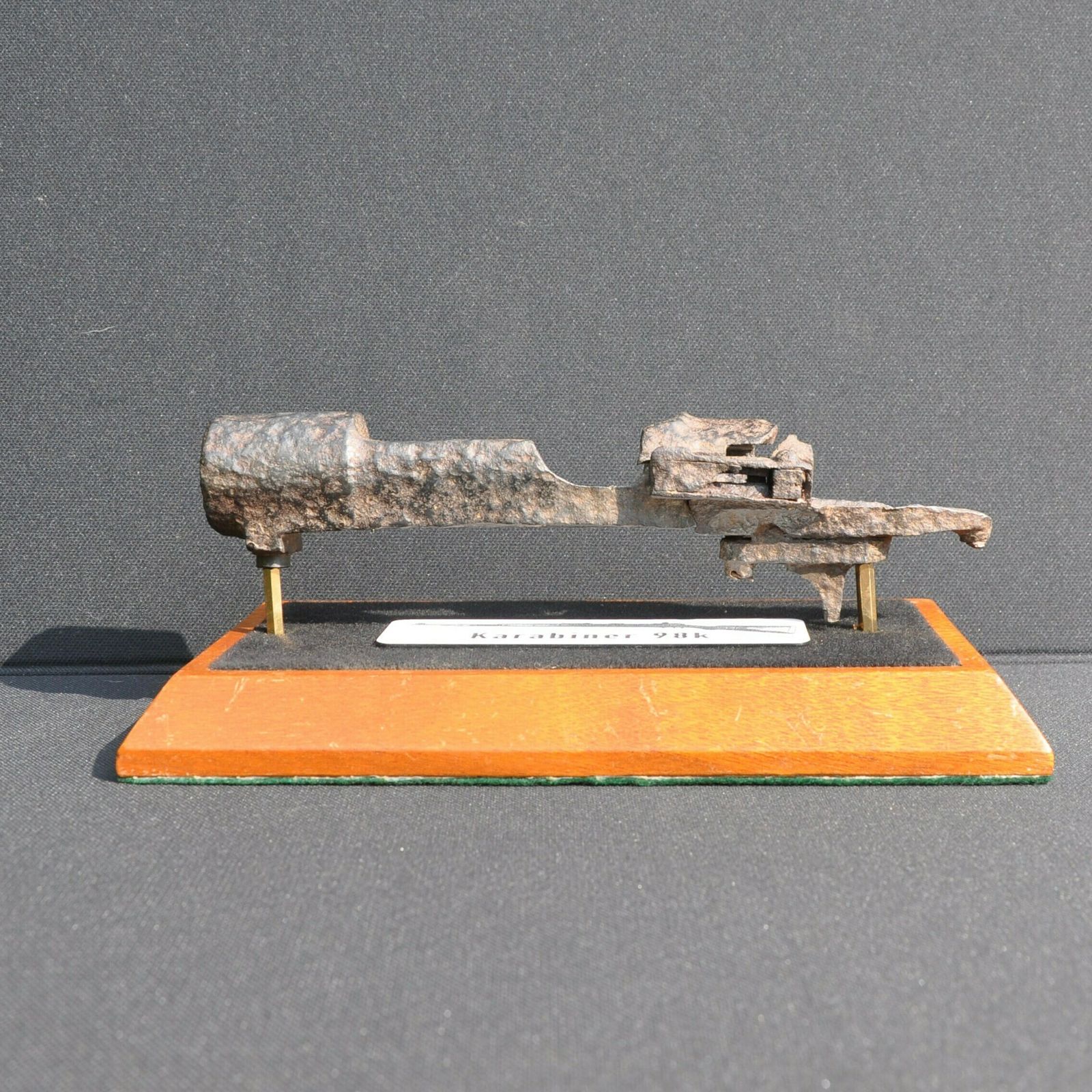 Ww2 Battlefield Relic Mounted On Wooden Plinth photo furniture
