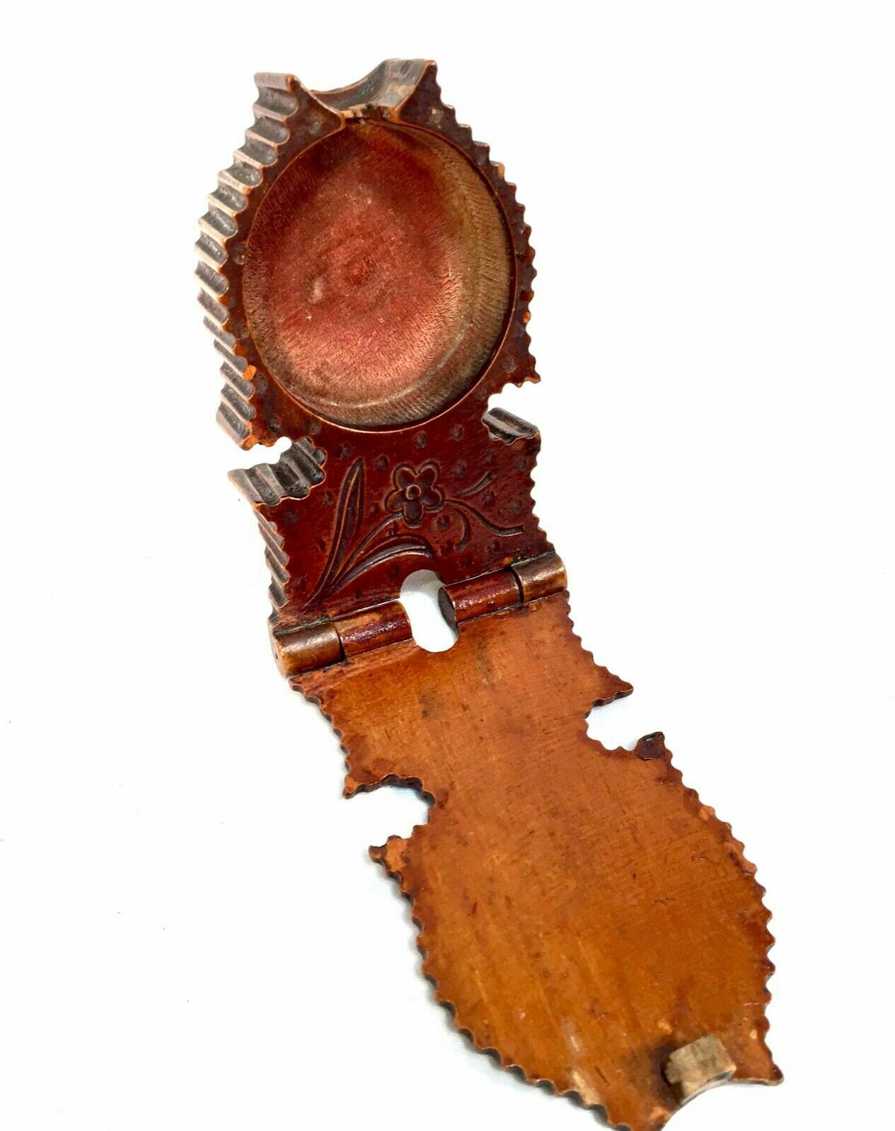 Antique Treen 19th Century Black Forest Wooden Pocket Fob Watch Holder Case Box photo 89.0