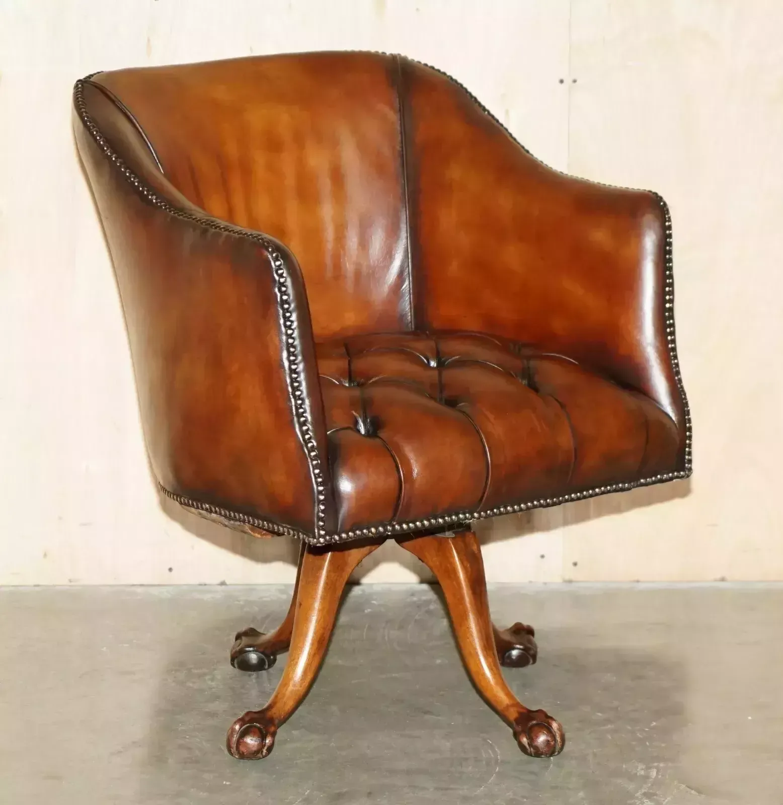 Survivor Of 1940 German Air Raid Restored Victorian Chesterfield Captains Chair