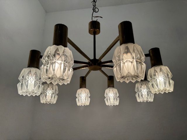 photo furniture Brass Crystal Chandelier 1960’s By Kaiser Leuchten