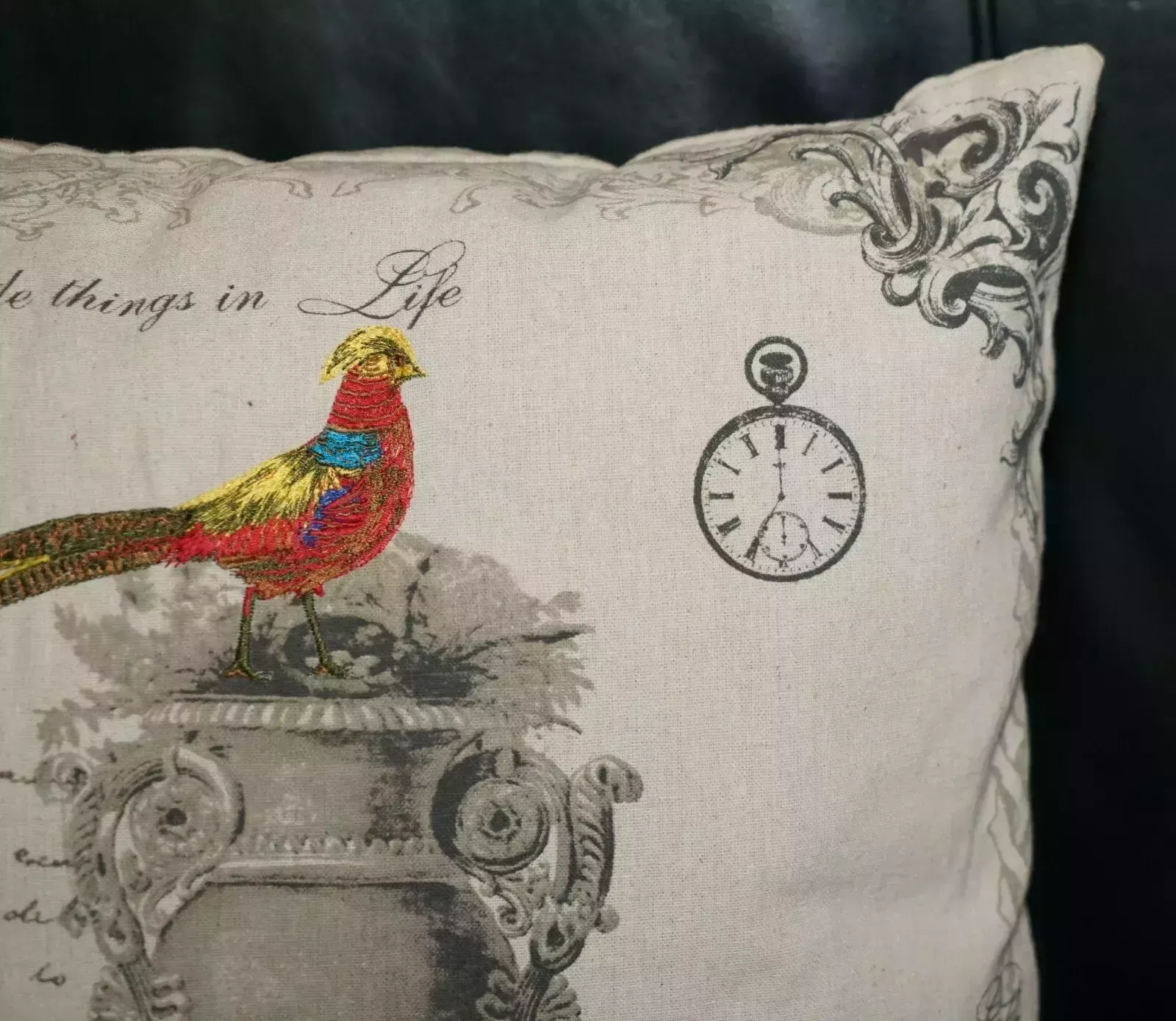 photo for sale Pair Of Parrot On Grand Tour Vase Sofa Armchair Cushions Nice Upholstery