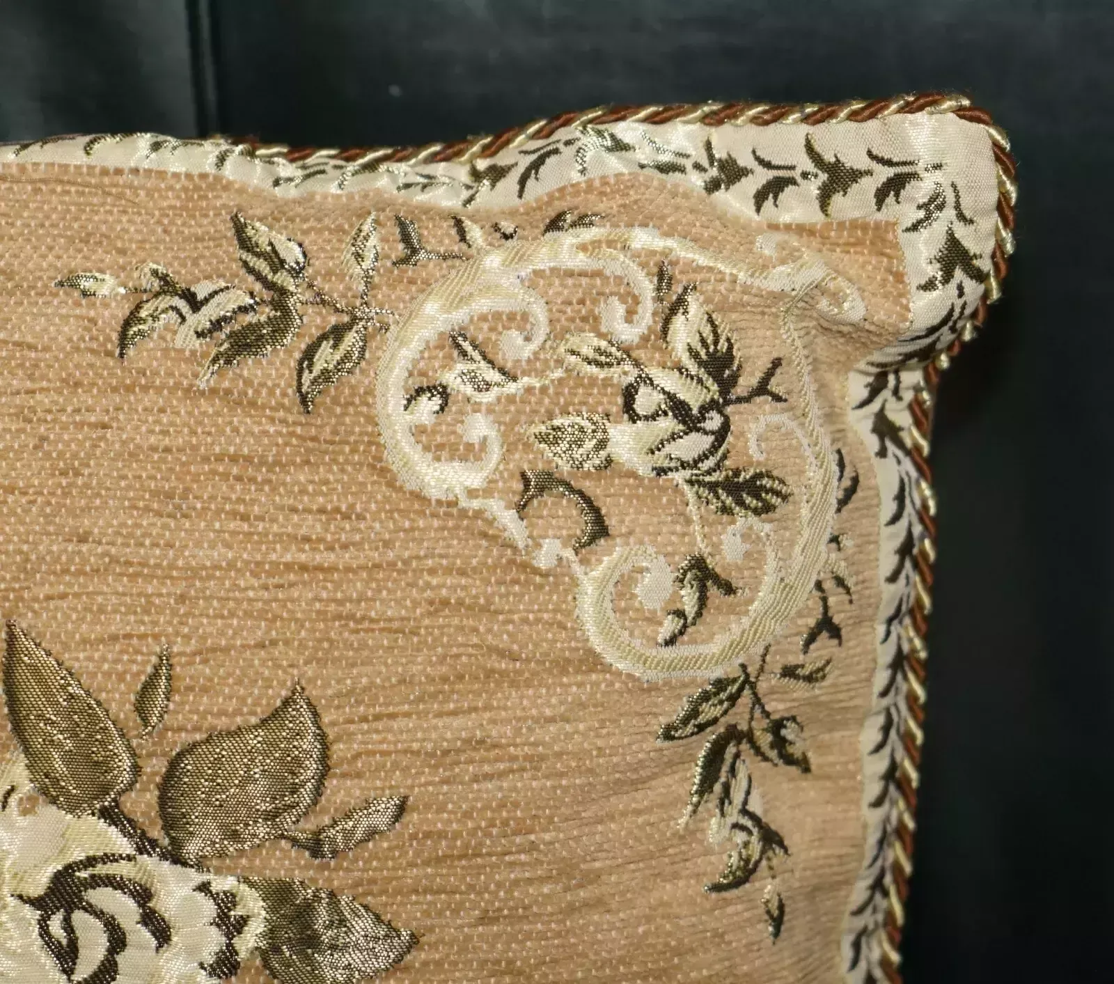 Pair Of Decorative Folded Floral Sofa Armchair Cushions Embroidered Upholstery photo 100.0