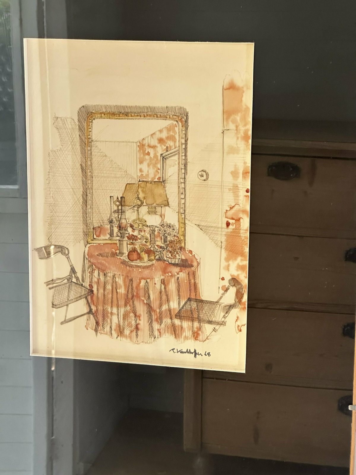 French Painting ‘Interior De La Maison’ Mid Century photo 150.0