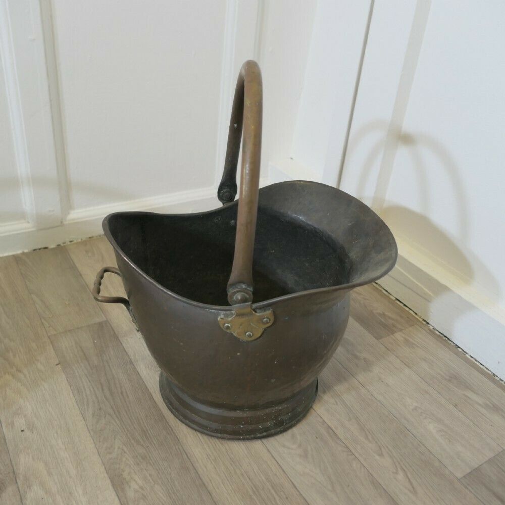 2 Very Useful Copper Helmet Coal Scuttles photo Home Fixtures