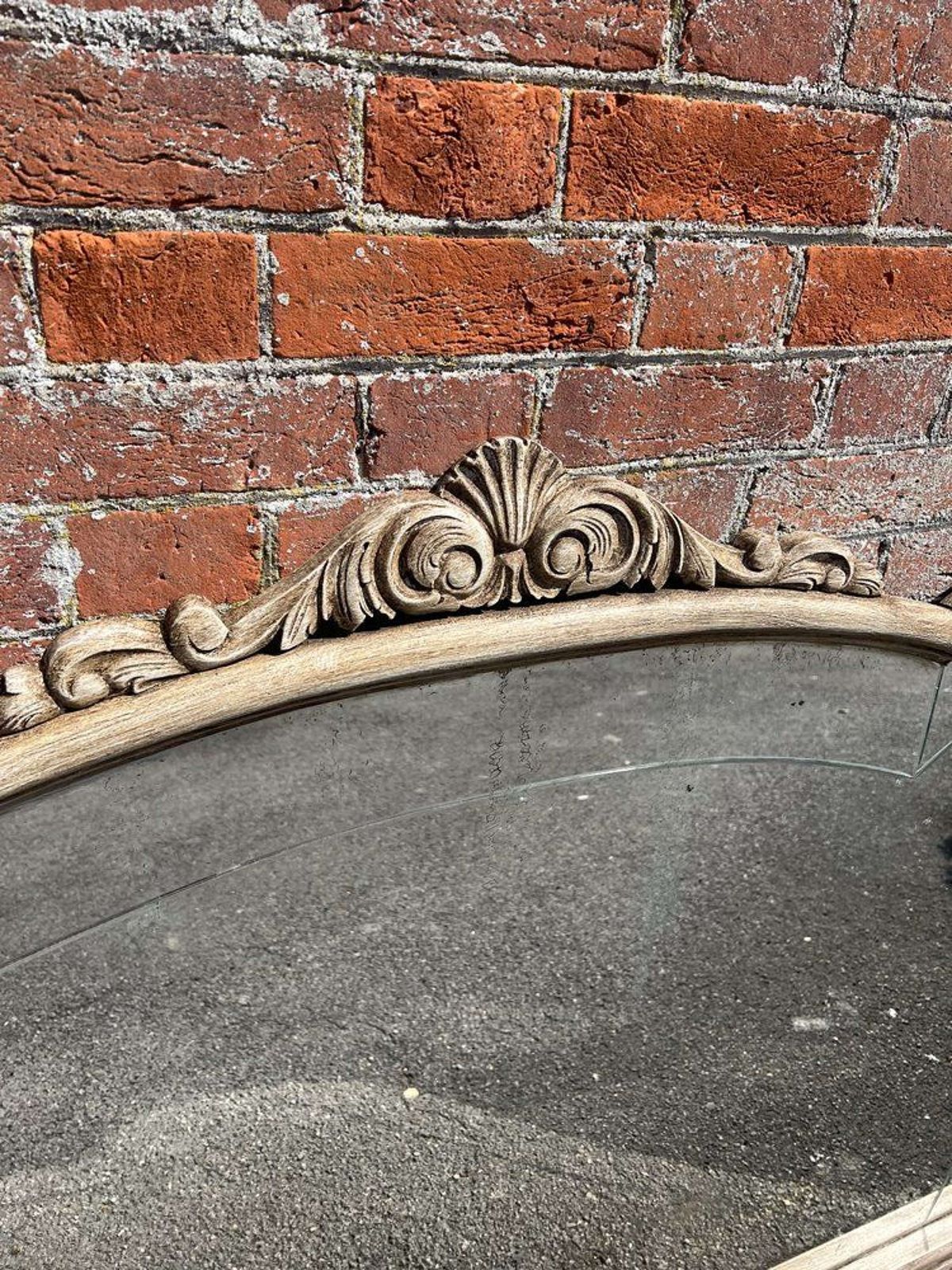 A Wonderful Large Antique French 19th C Painted Shaped Top Mirror. photo 895.0
