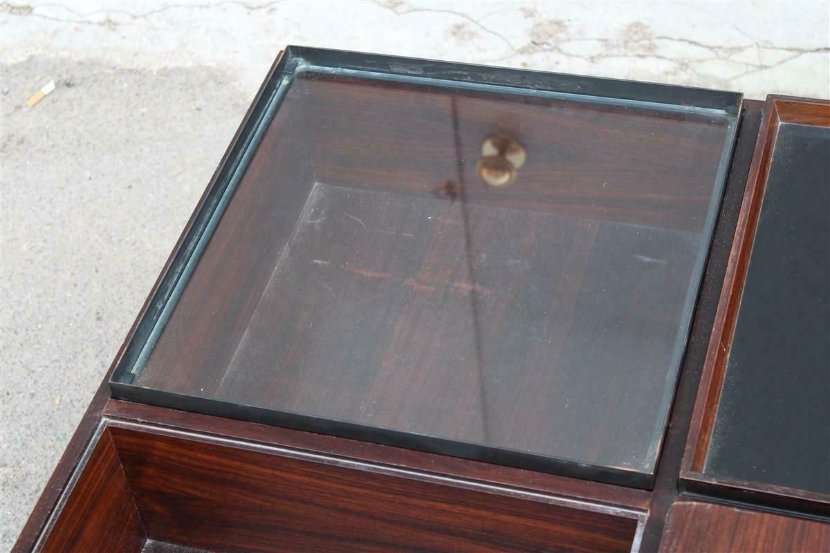 Low Square Wooden Table With Trays Luigi Sormani 1960 Italy Brass photo buy